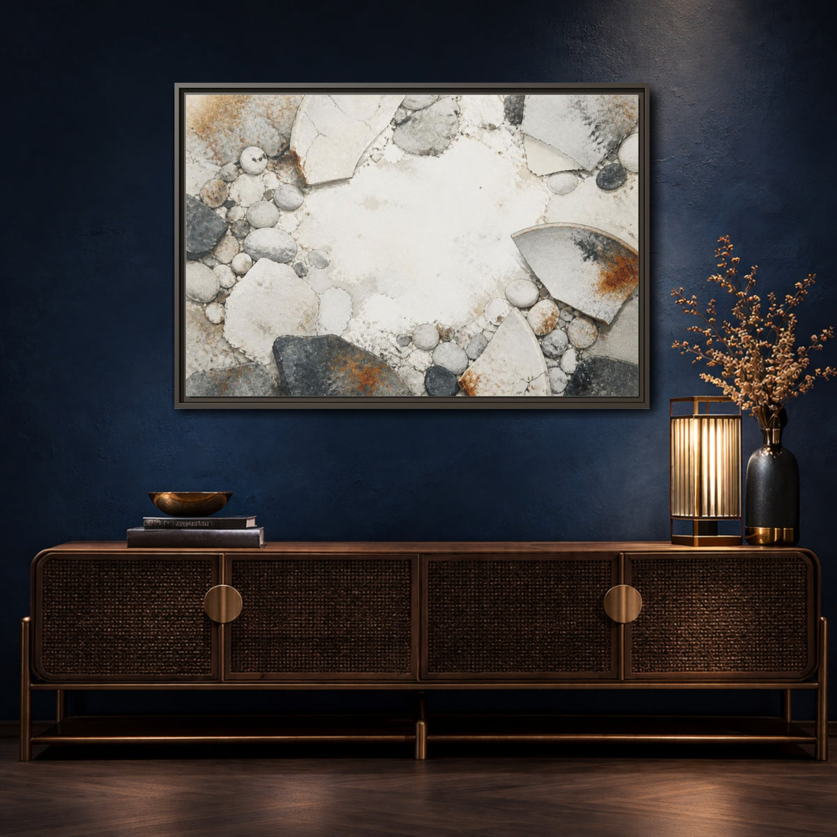 Mockup 4. Wabi Sabi Ceramic Shard shown as framed canvas print