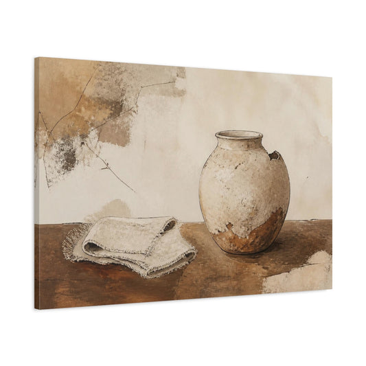 Main Mockup. Wabi Sabi Chipped Vase shown as canvas print