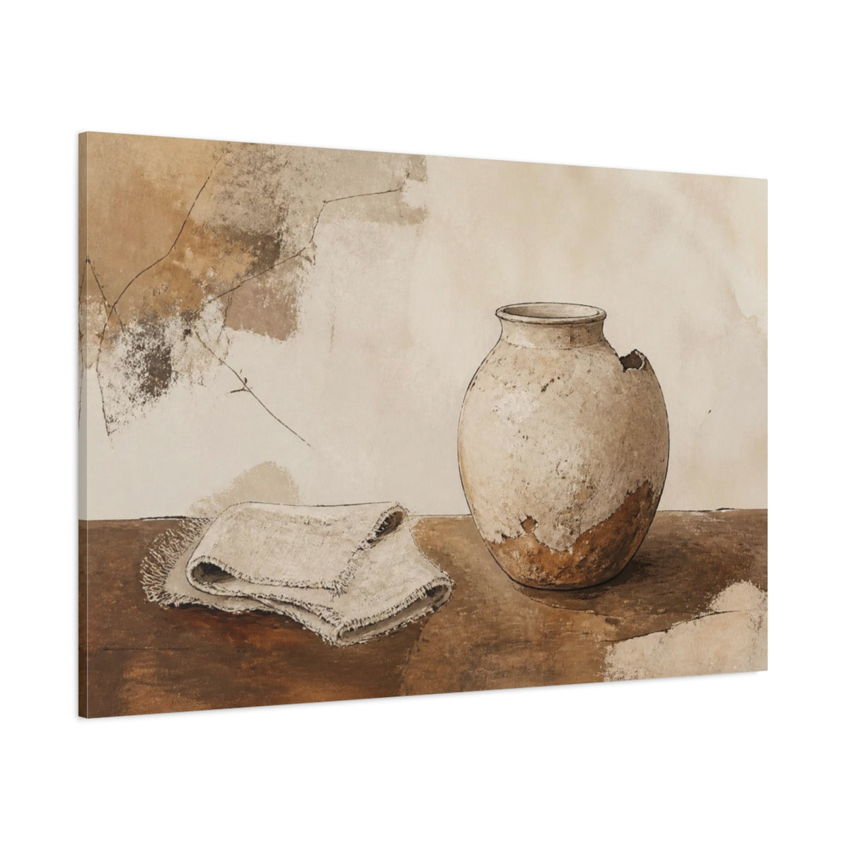 Side Mockup 1. Wabi Sabi Chipped Vase shown as canvas print