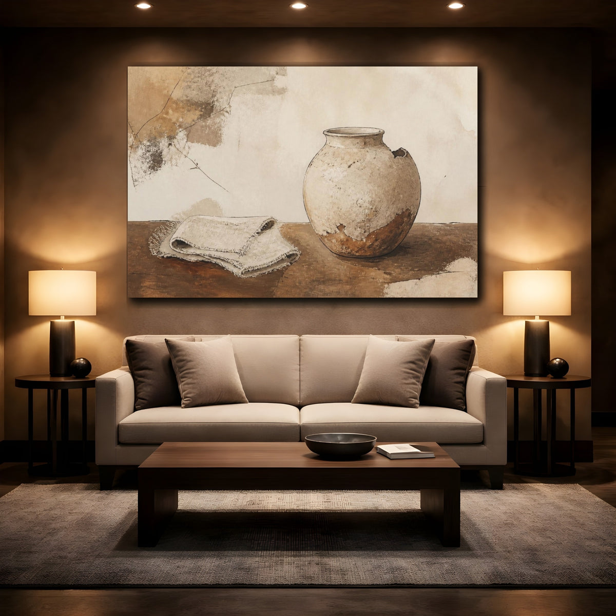 Mockup 2. Wabi Sabi Chipped Vase shown as canvas print