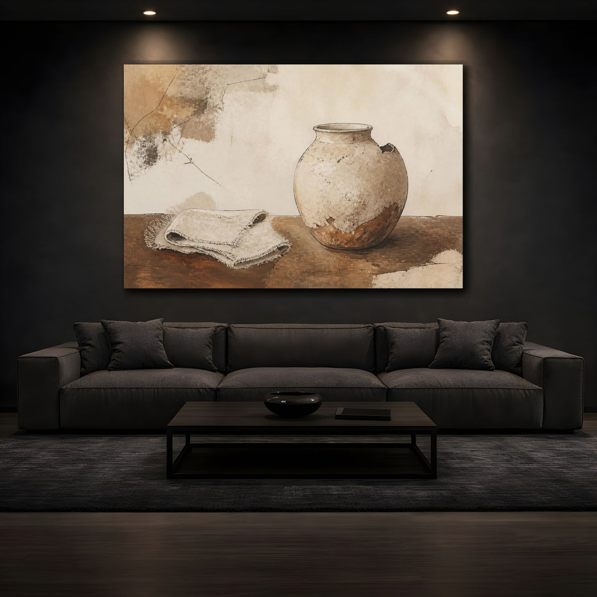 Mockup 3. Wabi Sabi Chipped Vase shown as canvas print