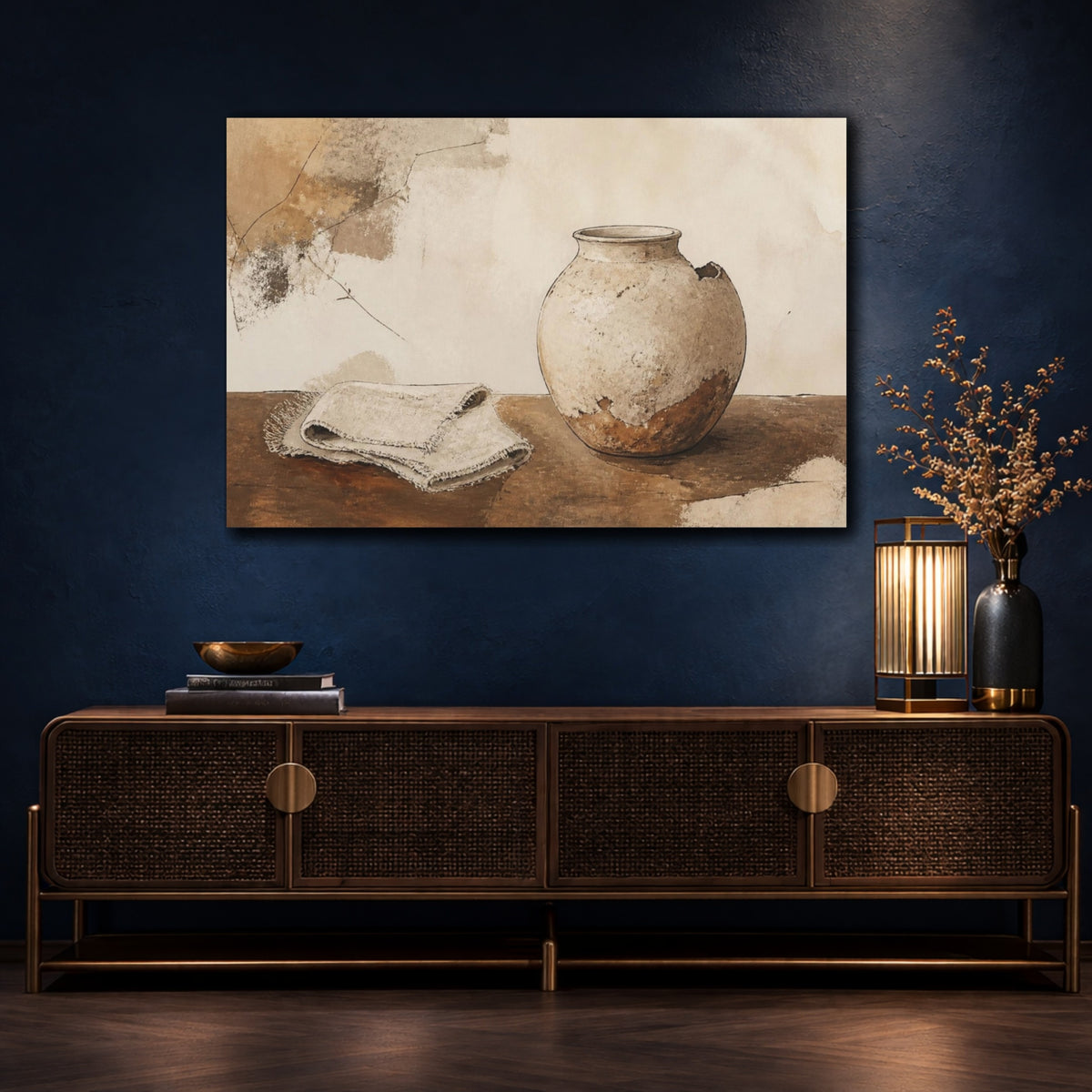Mockup 4. Wabi Sabi Chipped Vase shown as canvas print