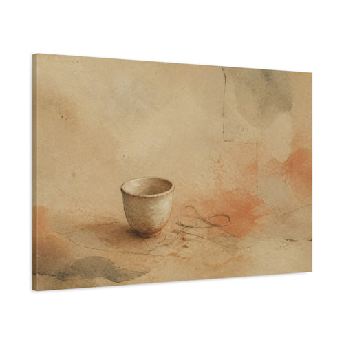 Main Mockup. Wabi Sabi Clay Cup shown as canvas print