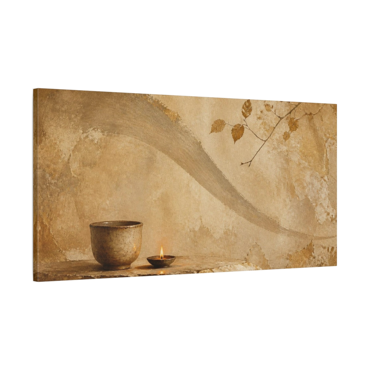 Main Mockup. Wabi Sabi Clay Cup shown as canvas print