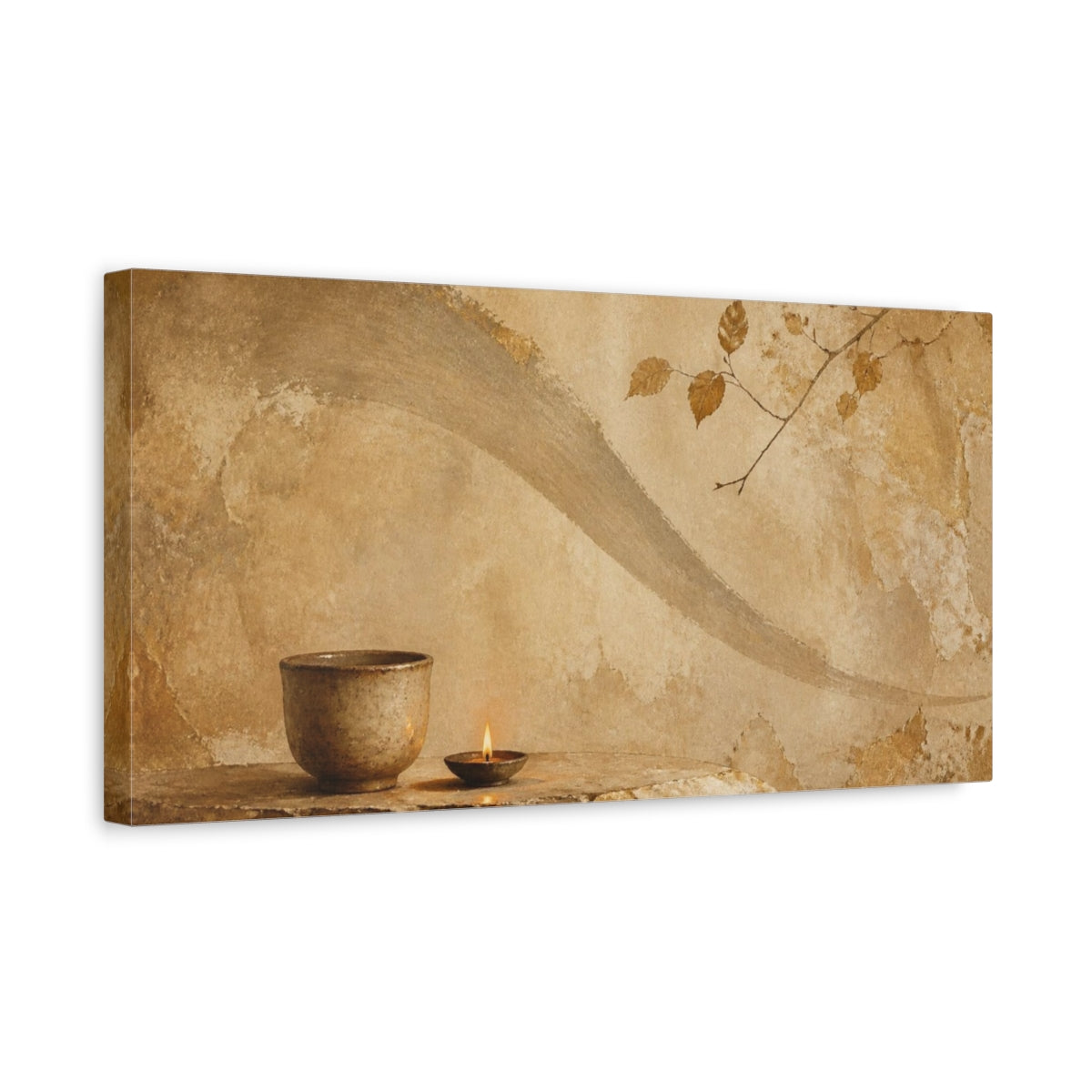 Side Mockup 3. Wabi Sabi Clay Cup shown as canvas print