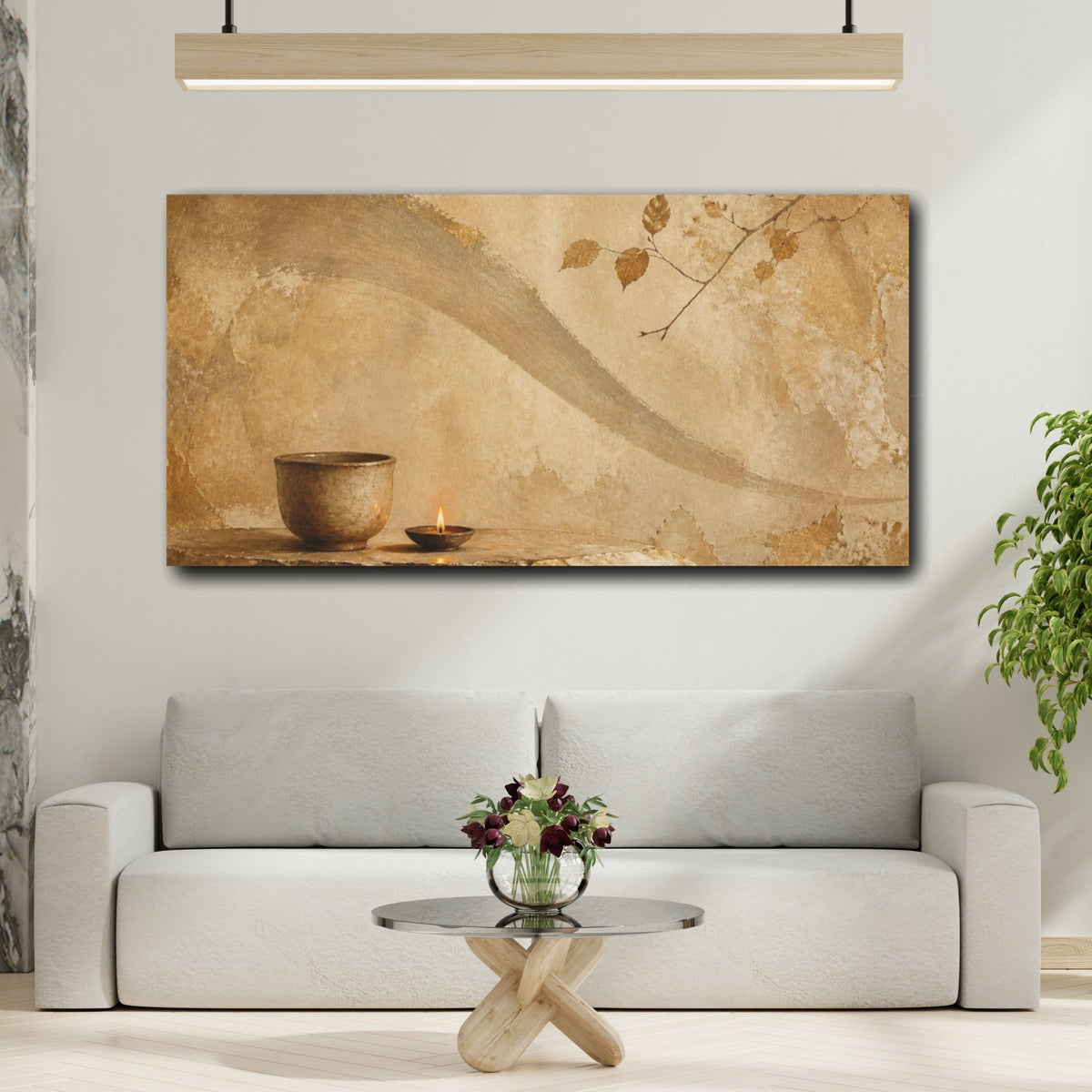 Mockup 2. Wabi Sabi Clay Cup shown as canvas print