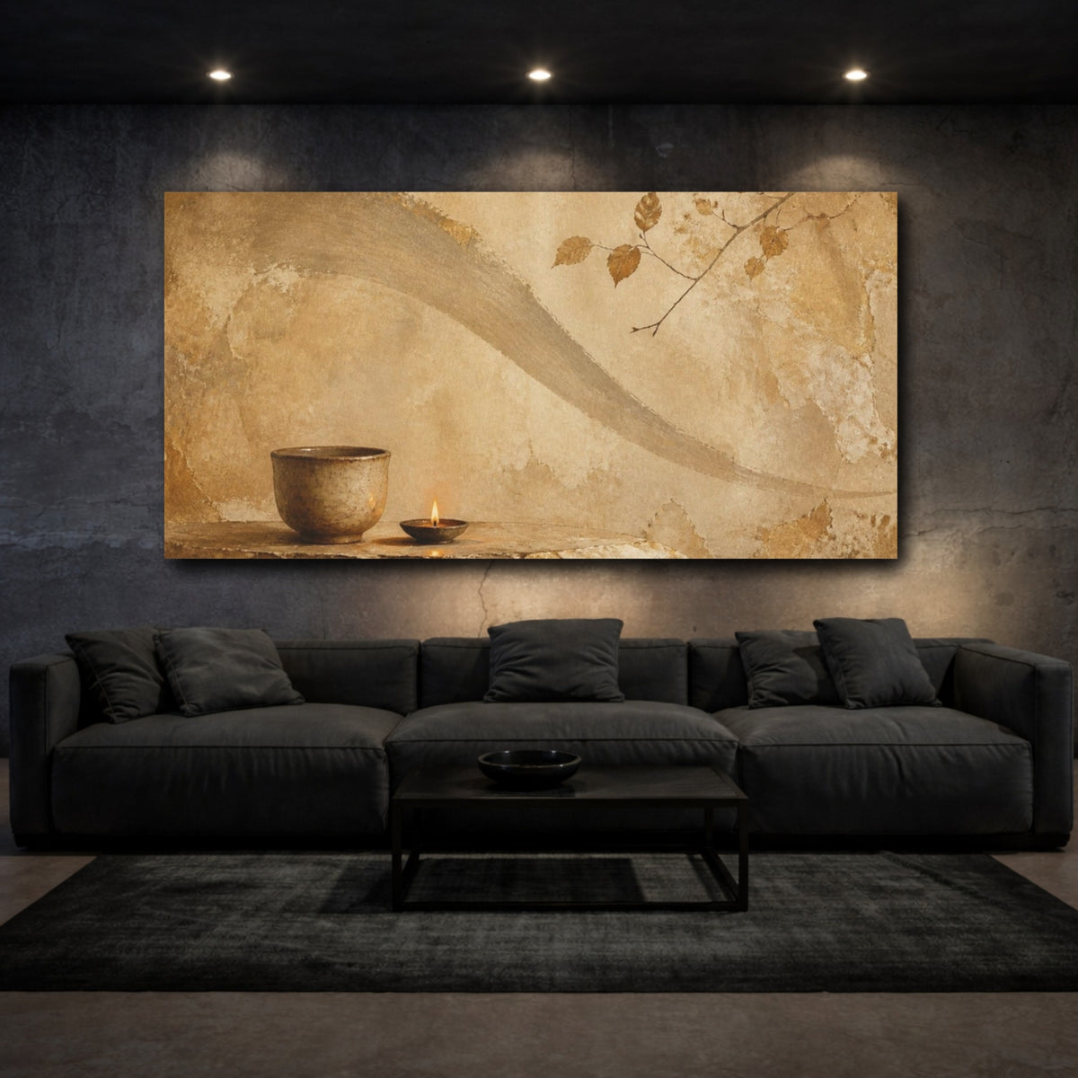 Mockup 3. Wabi Sabi Clay Cup shown as canvas print