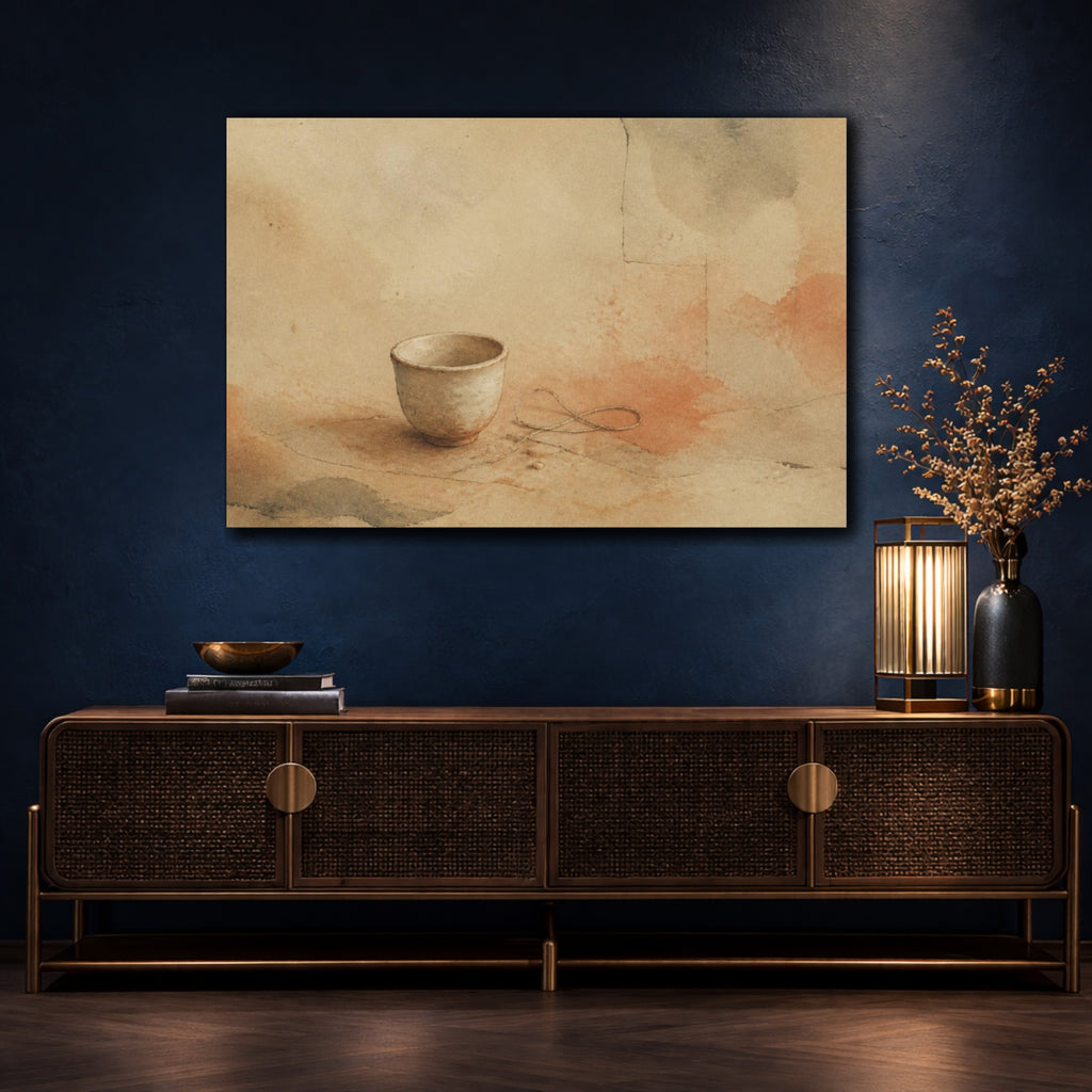 Mockup 4. Wabi Sabi Clay Cup shown as canvas print