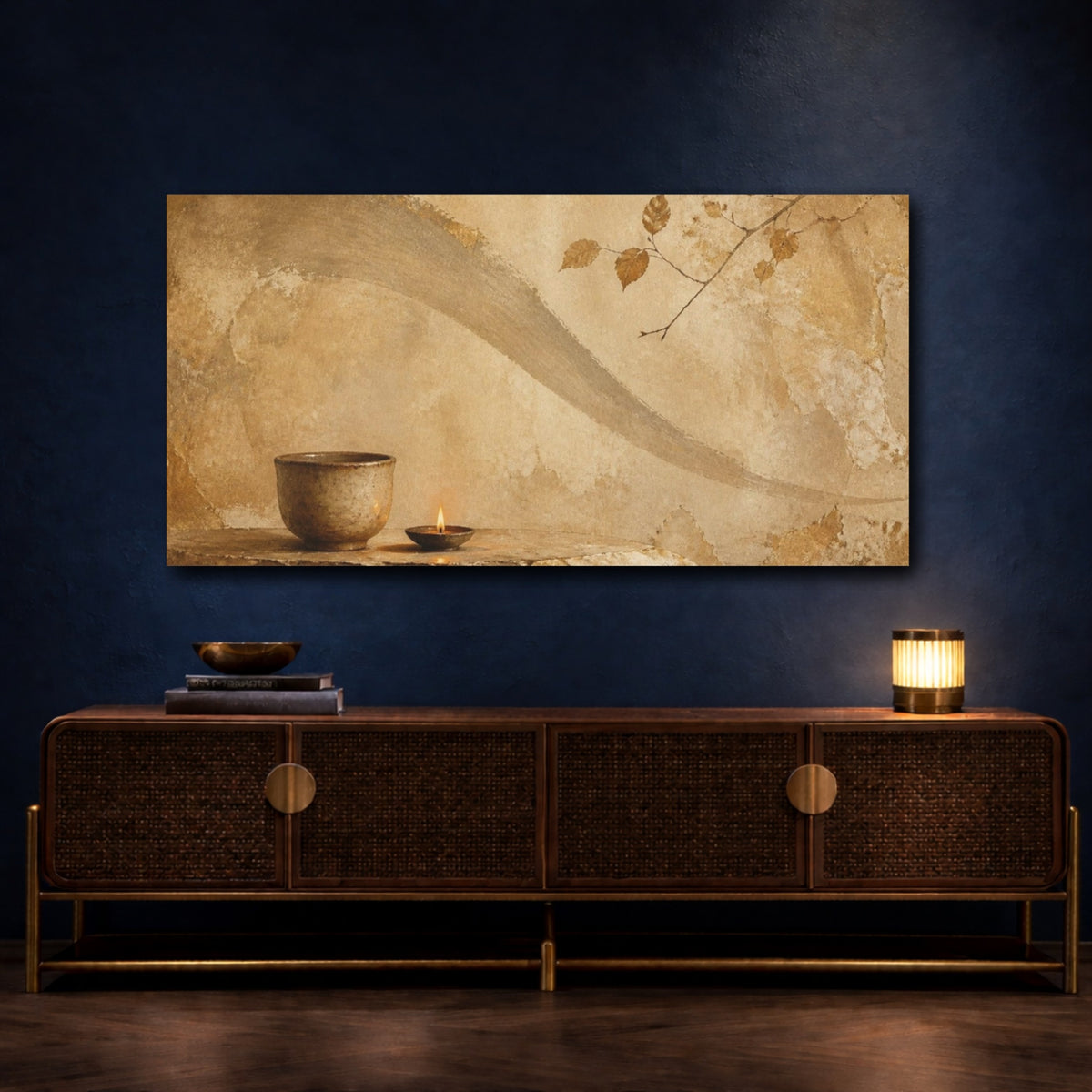 Mockup 4. Wabi Sabi Clay Cup shown as canvas print
