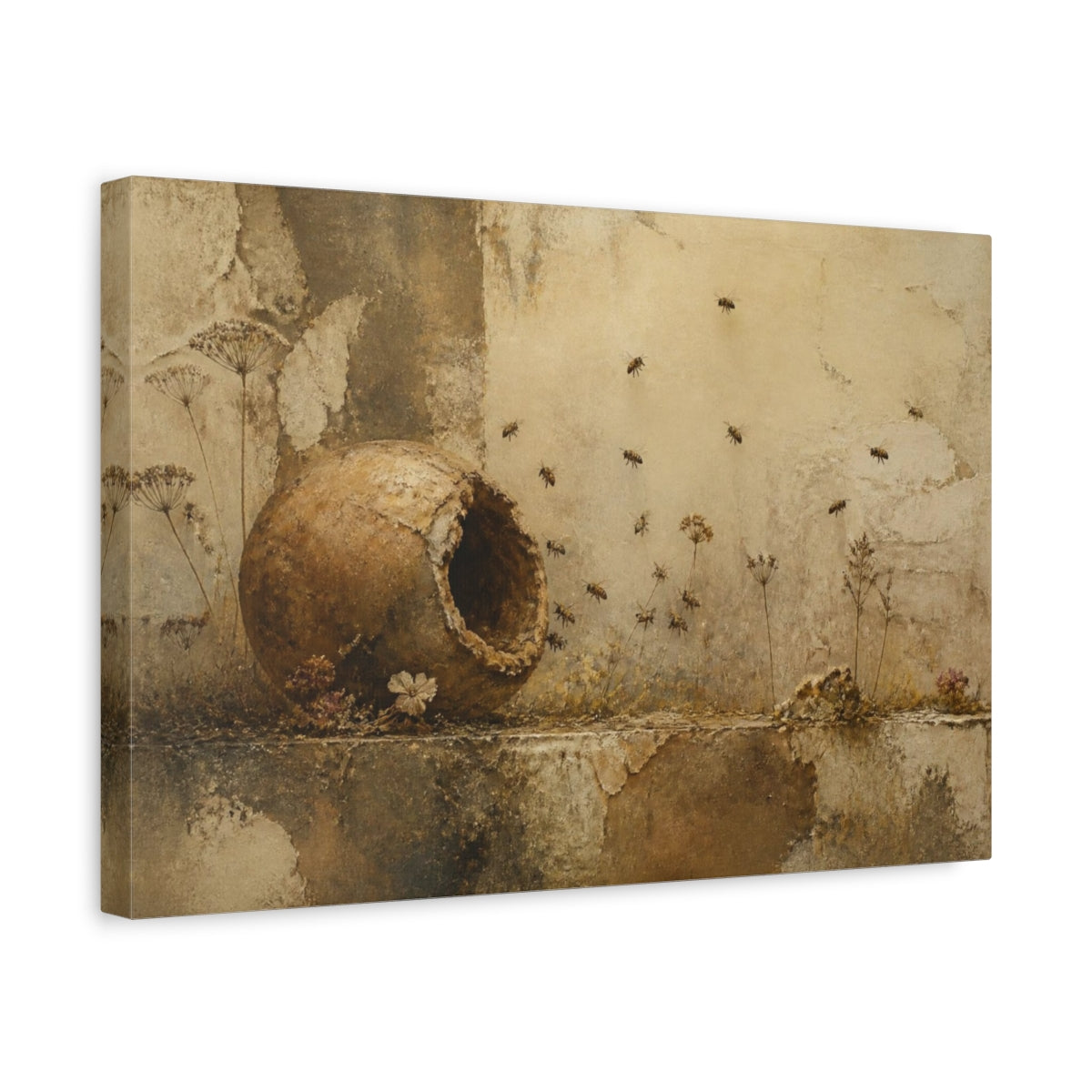 Side Mockup 4. Wabi Sabi Clay Hive shown as canvas print