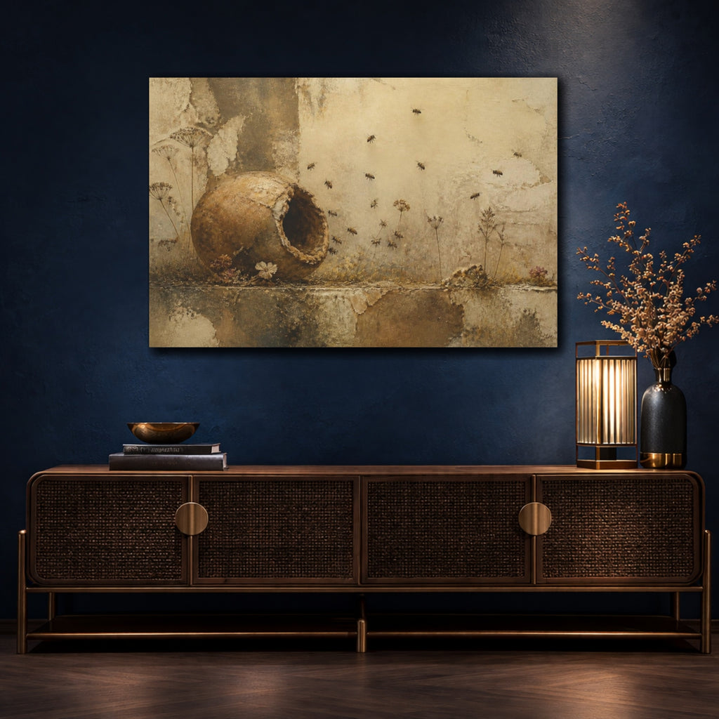 Mockup 4. Wabi Sabi Clay Hive shown as canvas print