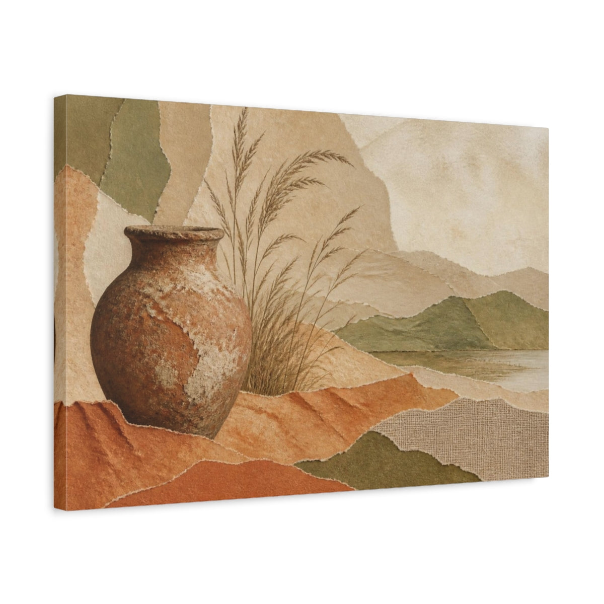 Side Mockup 3. Wabi Sabi Clay Pitcher shown as canvas print