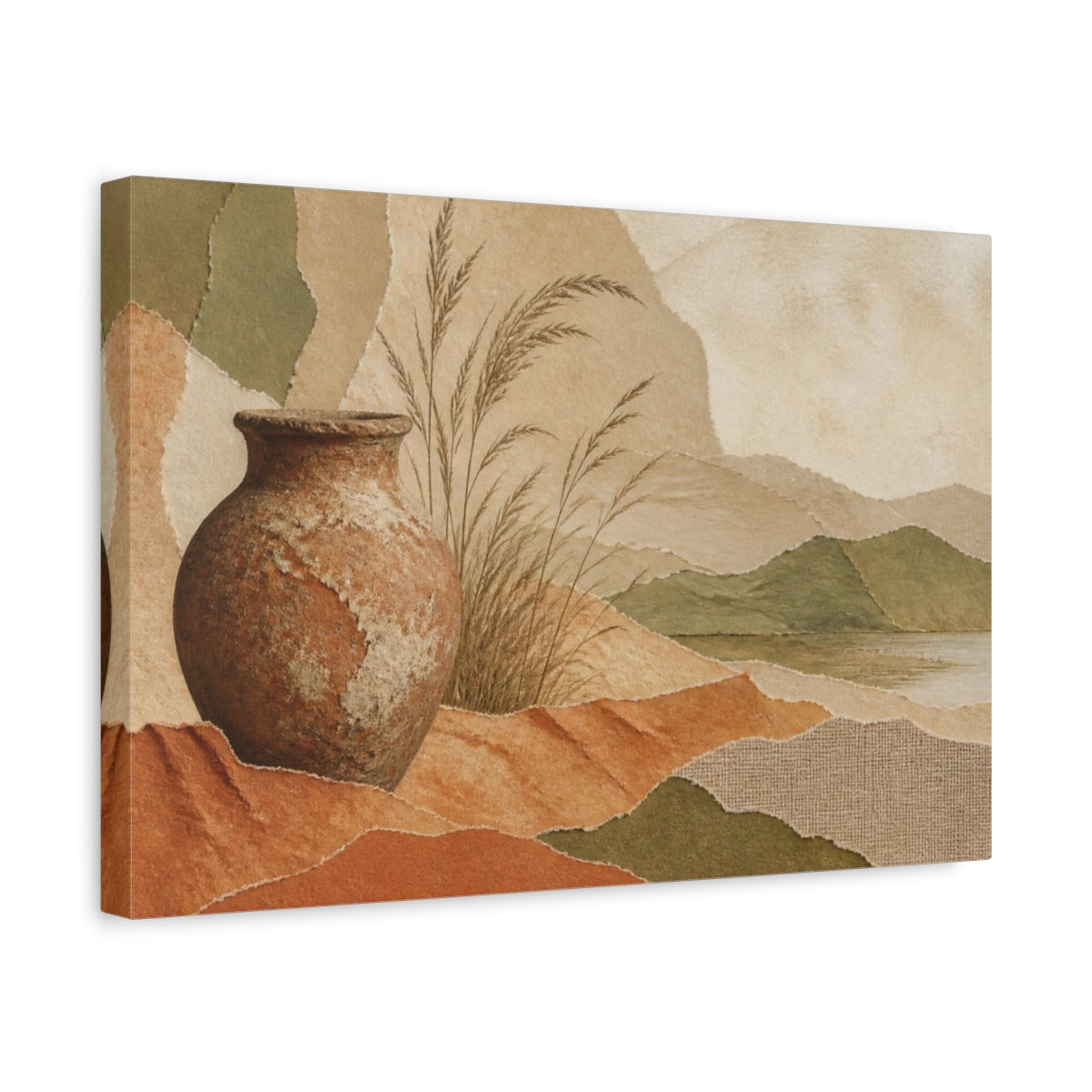Side Mockup 4. Wabi Sabi Clay Pitcher shown as canvas print