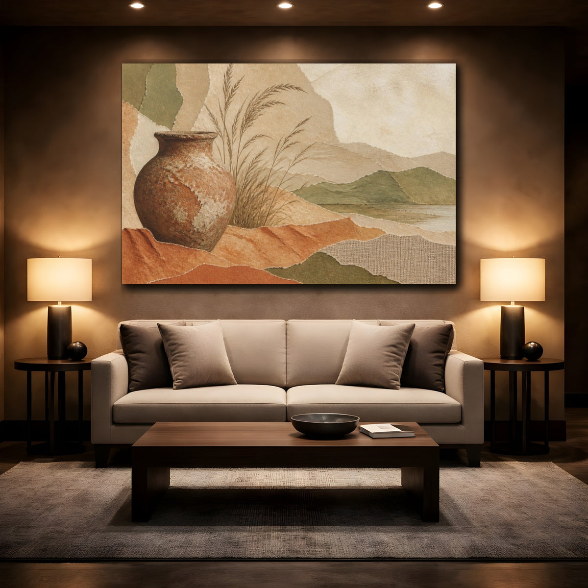 Mockup 2. Wabi Sabi Clay Pitcher shown as canvas print