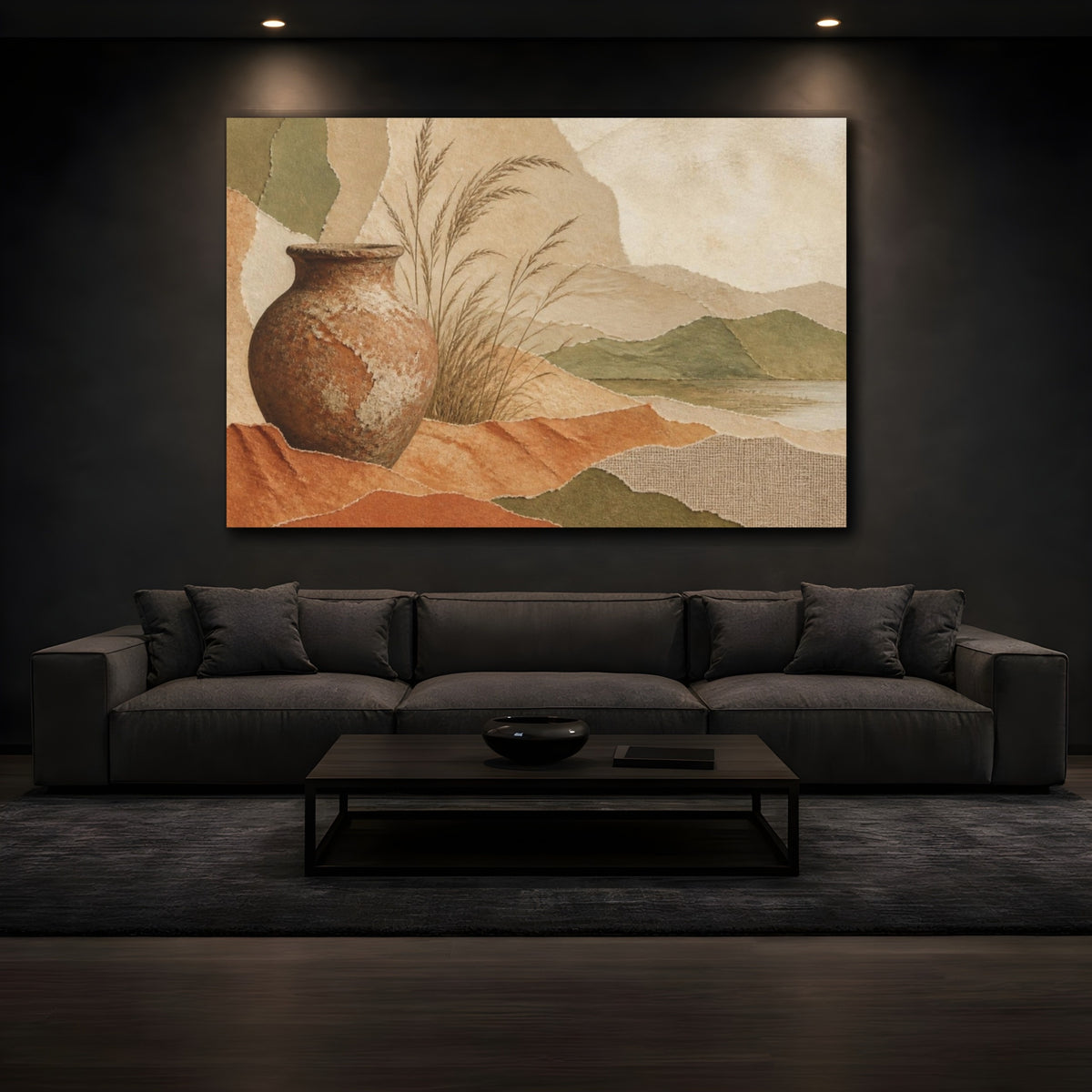 Mockup 3. Wabi Sabi Clay Pitcher shown as canvas print