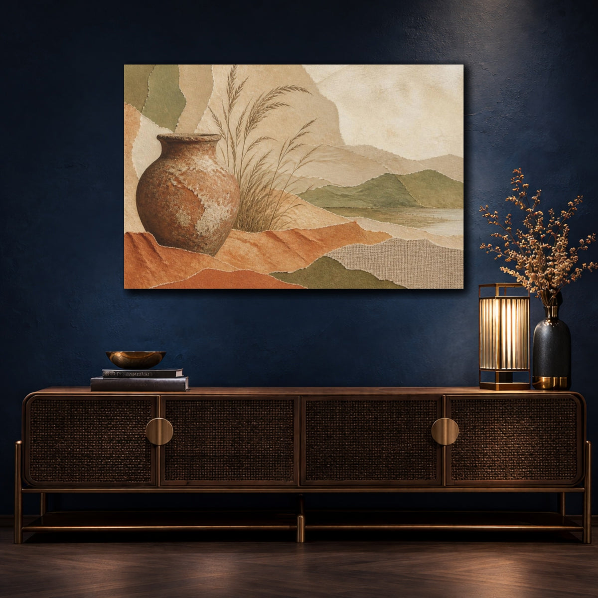 Mockup 4. Wabi Sabi Clay Pitcher shown as canvas print