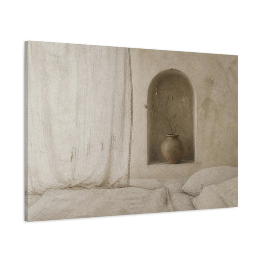 Main Mockup. Wabi Sabi Clay Vase shown as canvas print