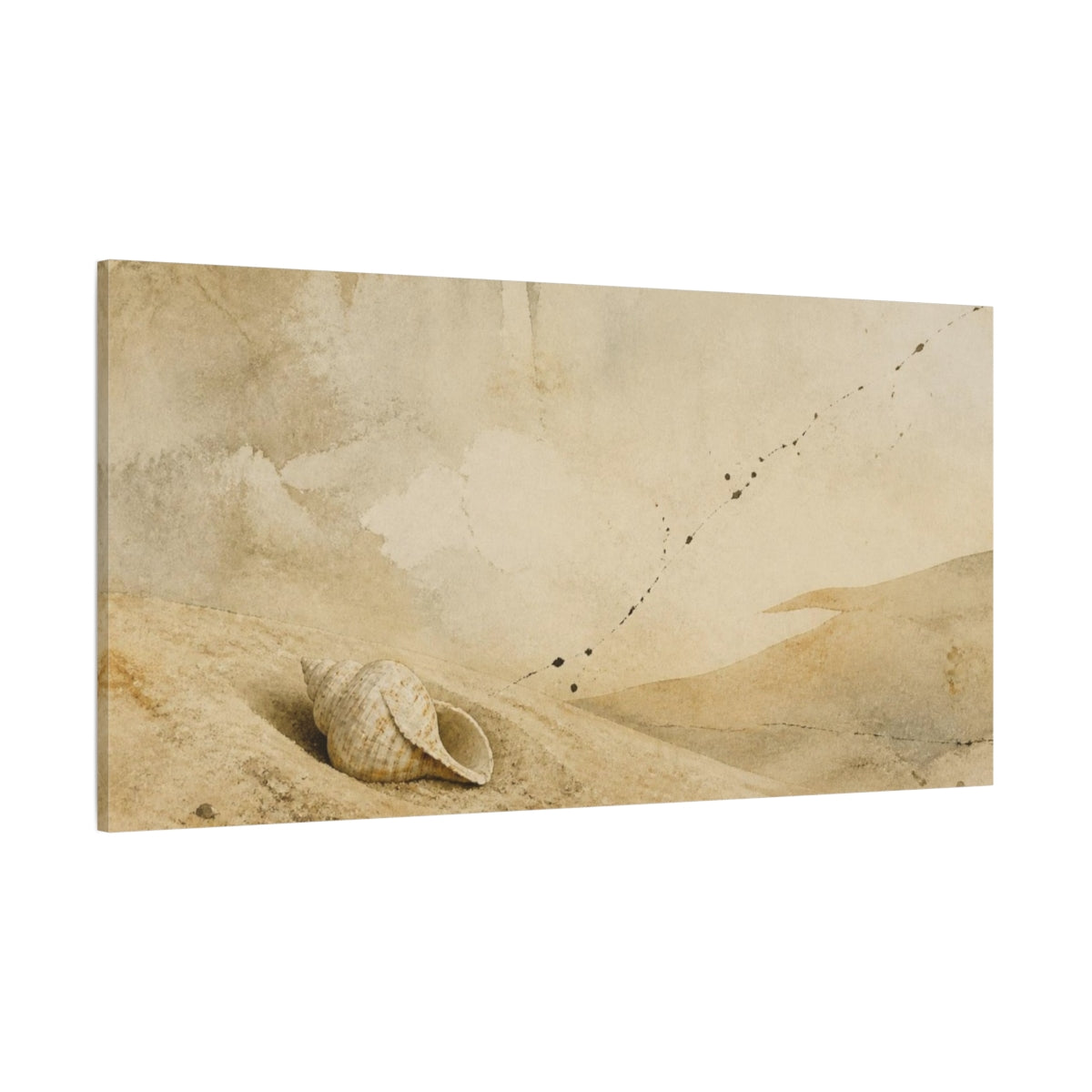 Side Mockup 2. Wabi Sabi Conch Shell shown as canvas print