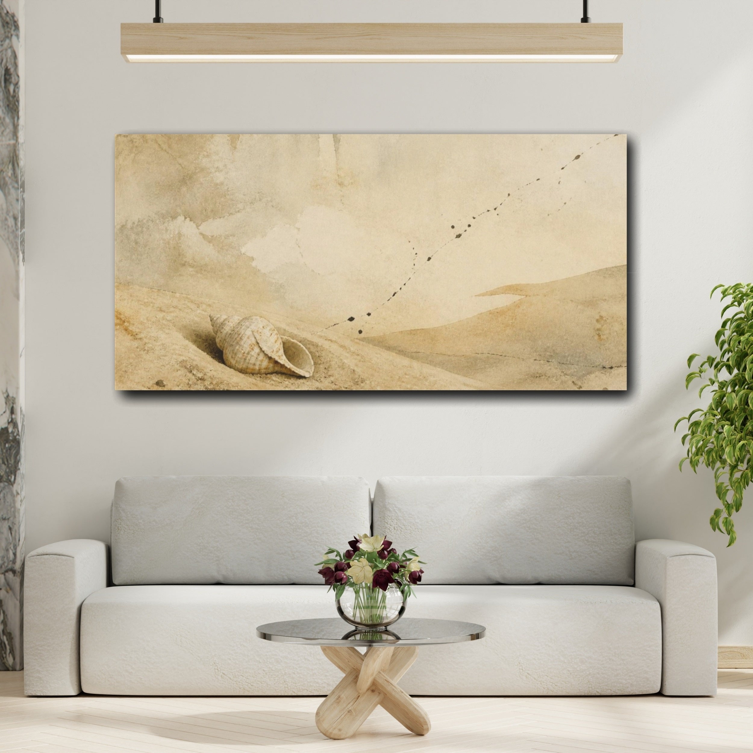 Mockup 2. Wabi Sabi Conch Shell shown as canvas print