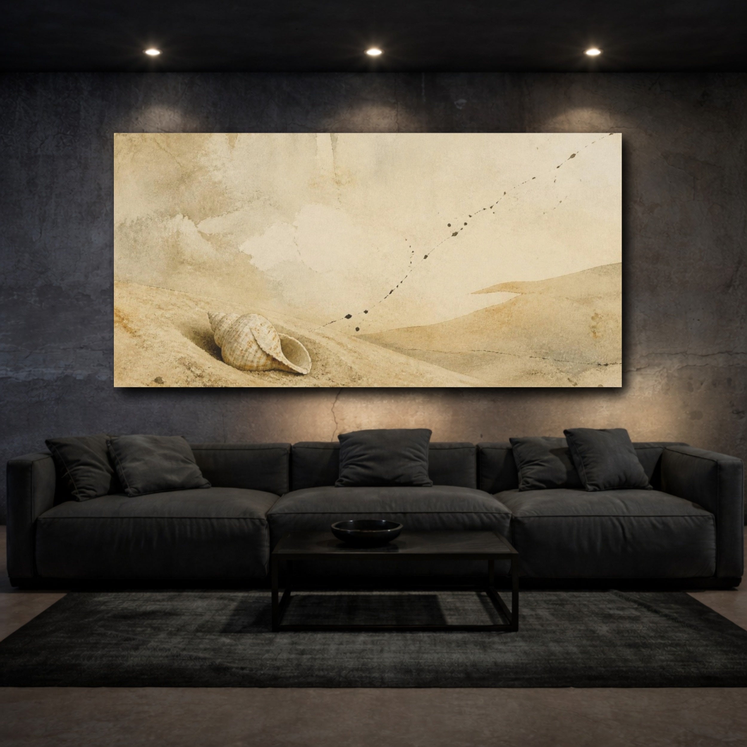 Mockup 3. Wabi Sabi Conch Shell shown as canvas print