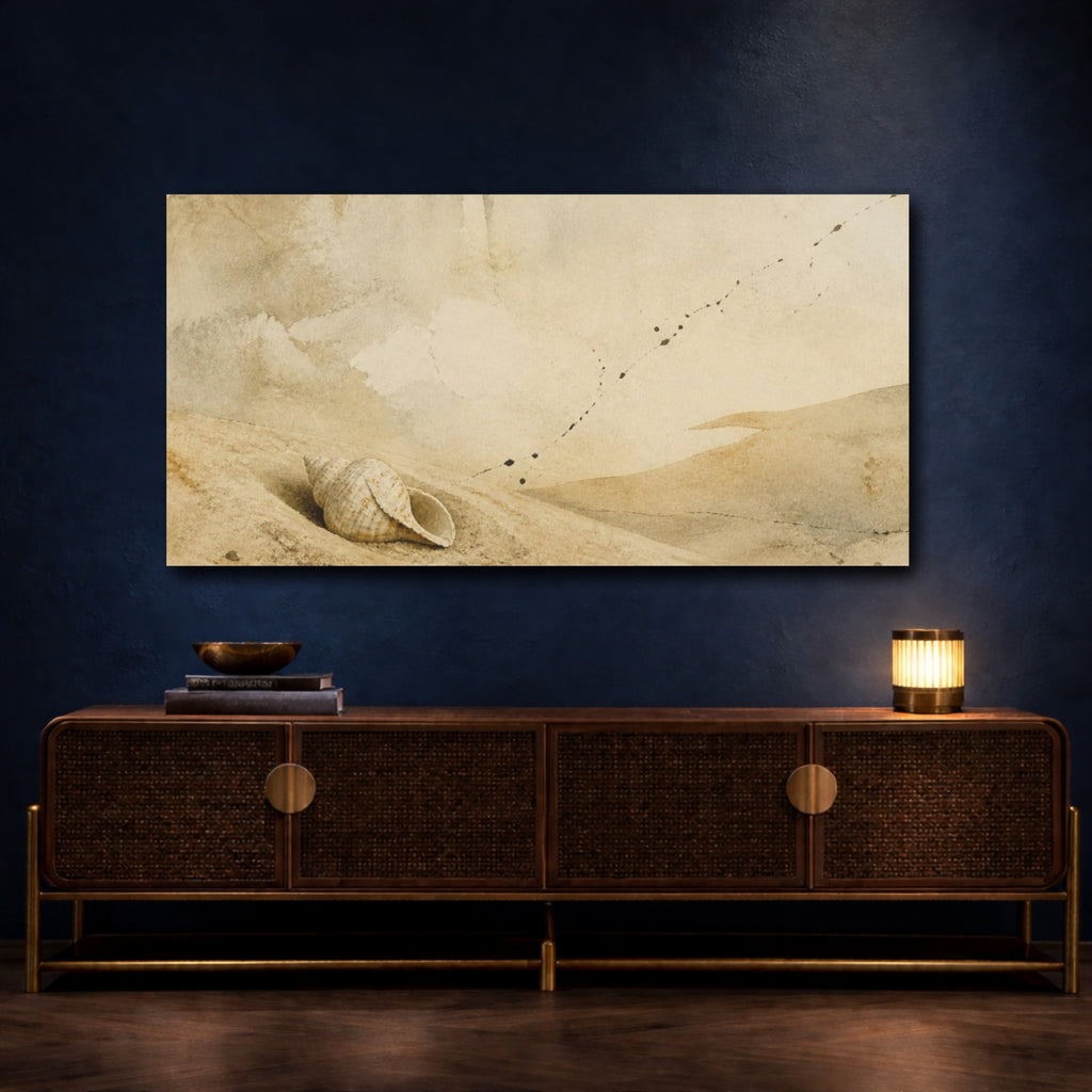 Mockup 4. Wabi Sabi Conch Shell shown as canvas print