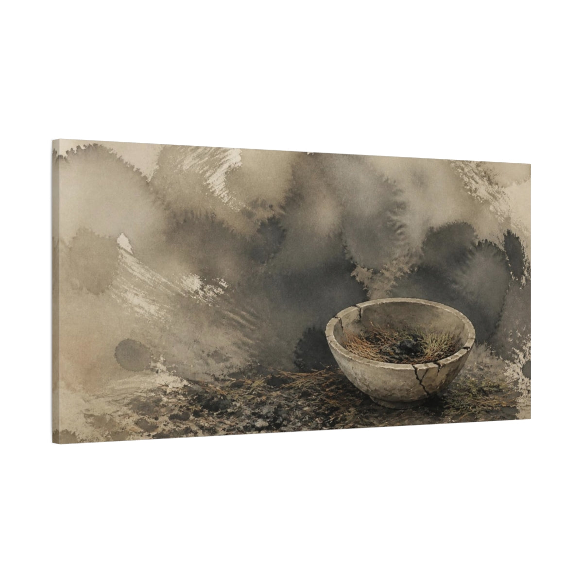 Main Mockup. Wabi-Sabi Cracked Bowl shown as canvas print