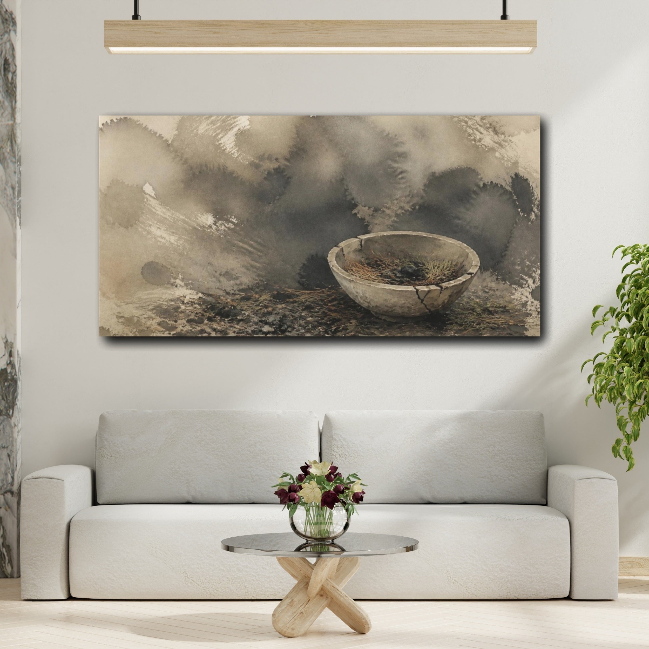 Mockup 2. Wabi-Sabi Cracked Bowl shown as canvas print