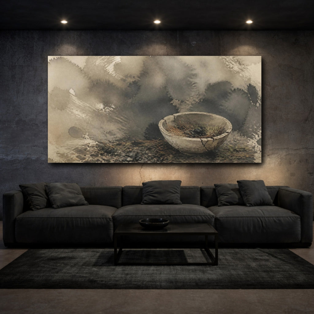 Mockup 3. Wabi-Sabi Cracked Bowl shown as canvas print