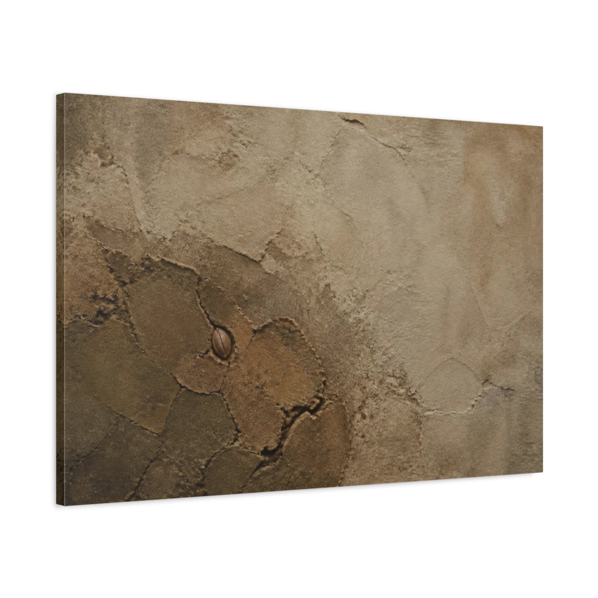 Main Mockup. Wabi Sabi Cracked Clay With Seed shown as canvas print