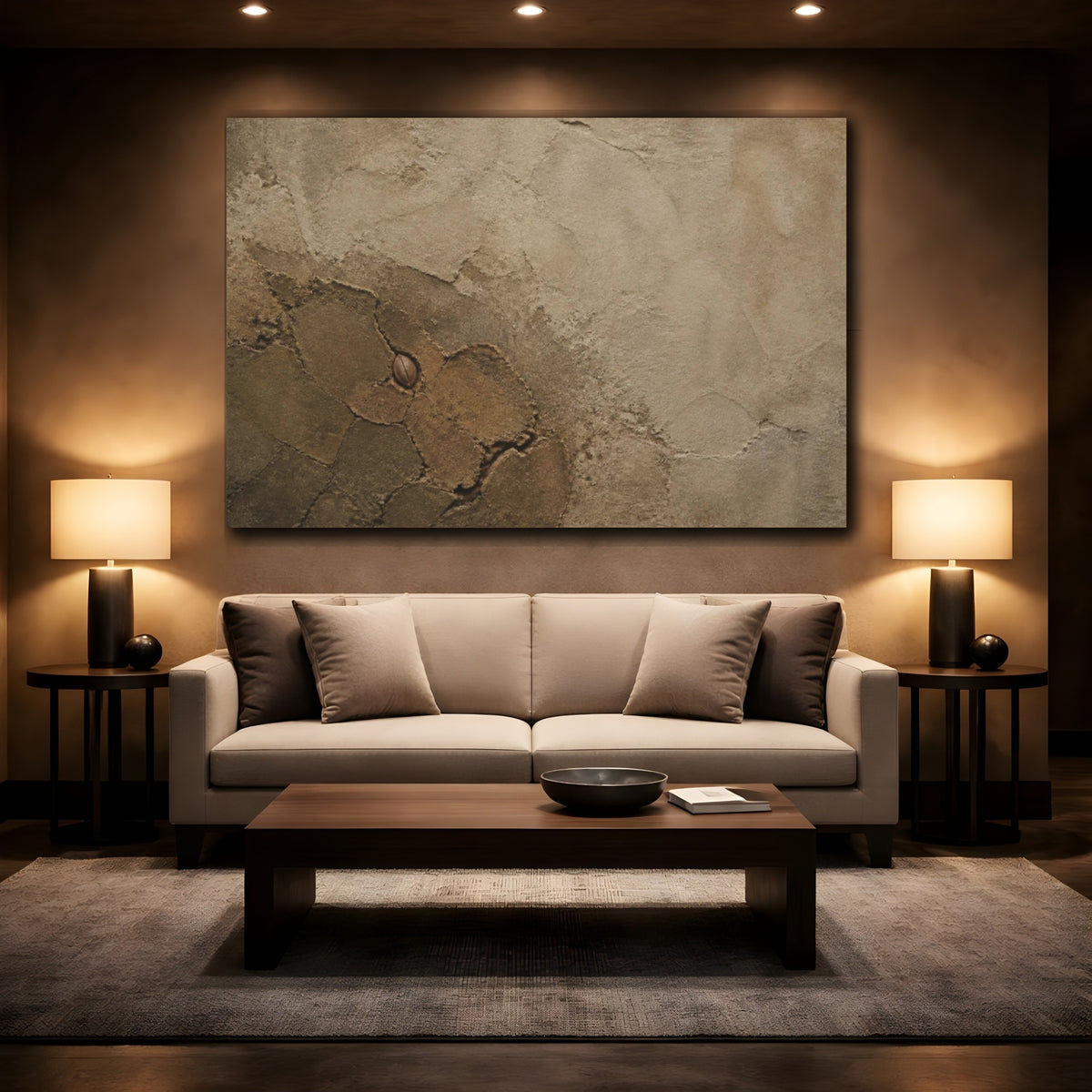 Mockup 2. Wabi Sabi Cracked Clay With Seed shown as canvas print
