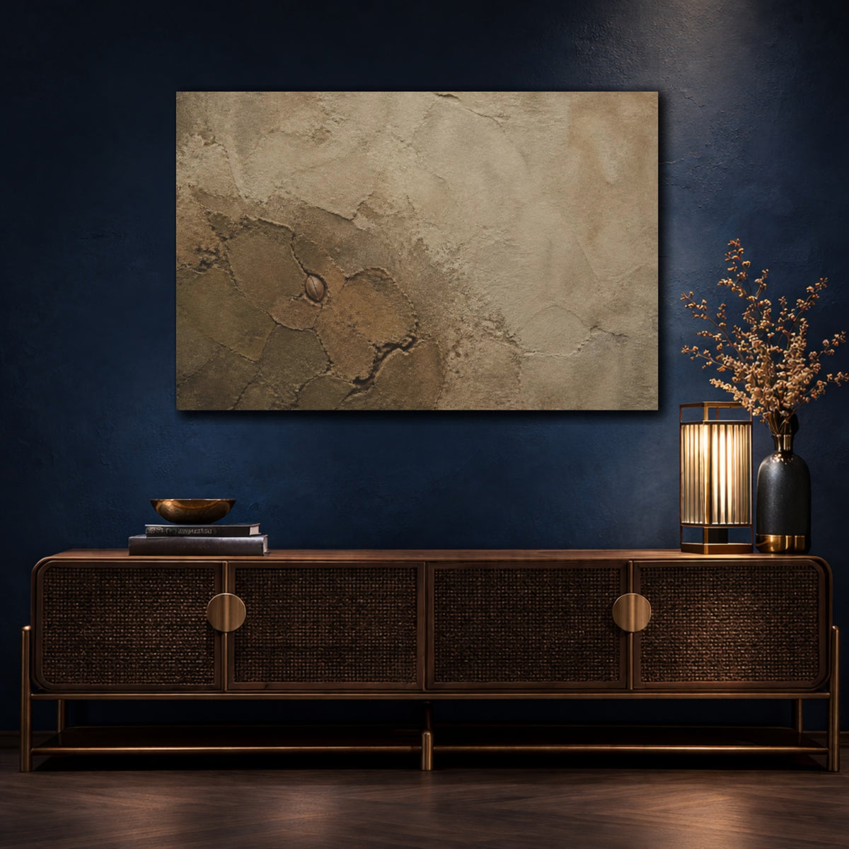 Mockup 4. Wabi Sabi Cracked Clay With Seed shown as canvas print