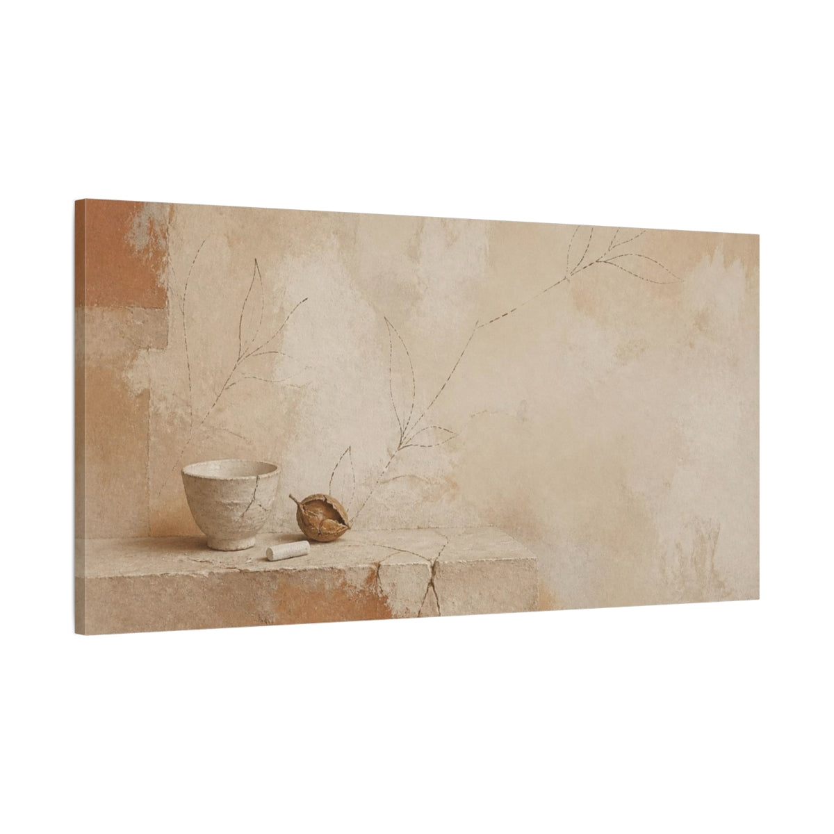 Main Mockup. Wabi Sabi Cracked Cup shown as canvas print