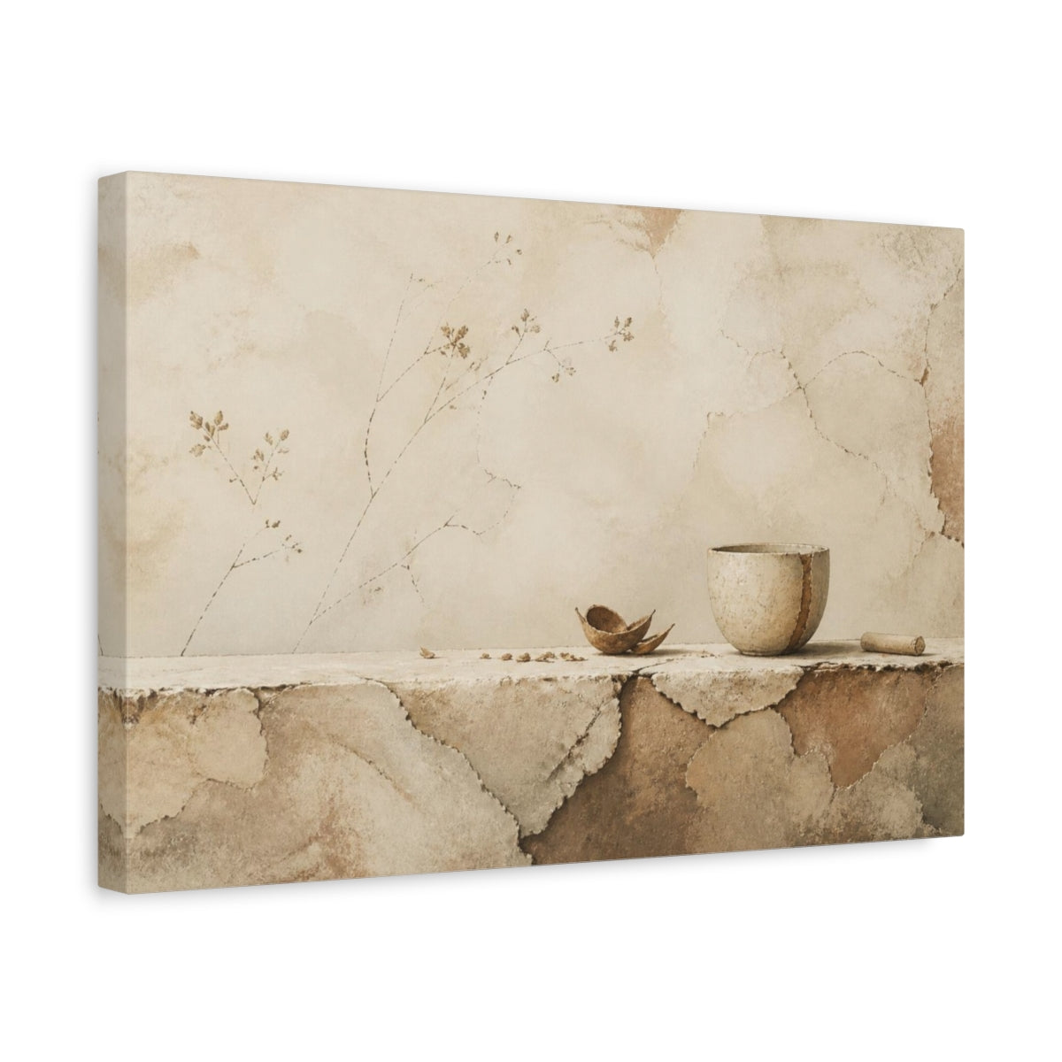 Side Mockup 4. Wabi Sabi Cracked Cup shown as canvas print