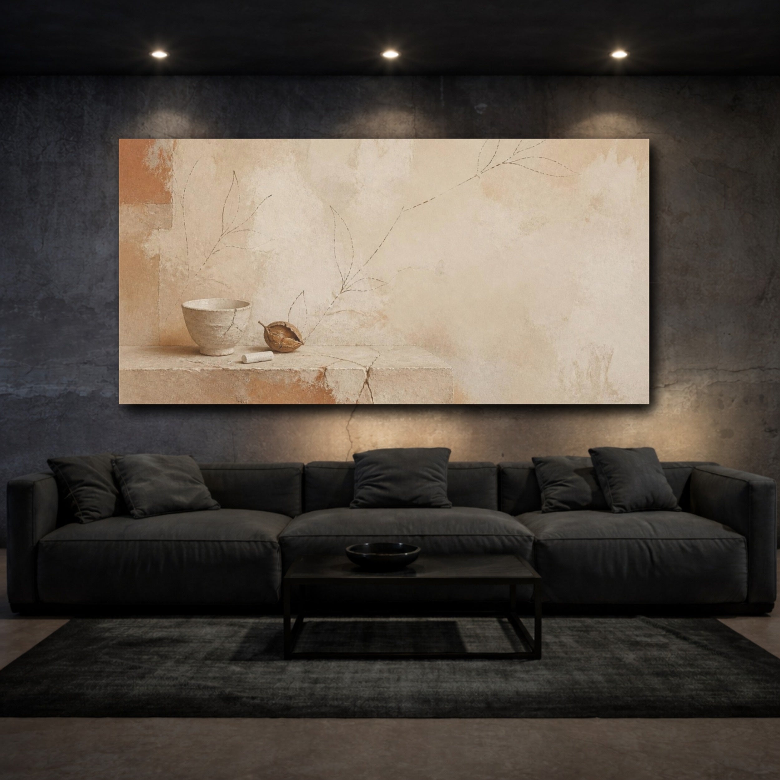 Mockup 3. Wabi Sabi Cracked Cup shown as canvas print
