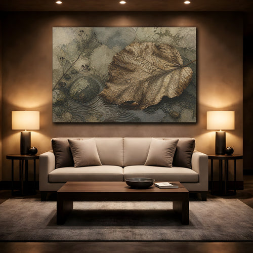 Mockup 2. Wabi Sabi Curled Leaf shown as canvas print