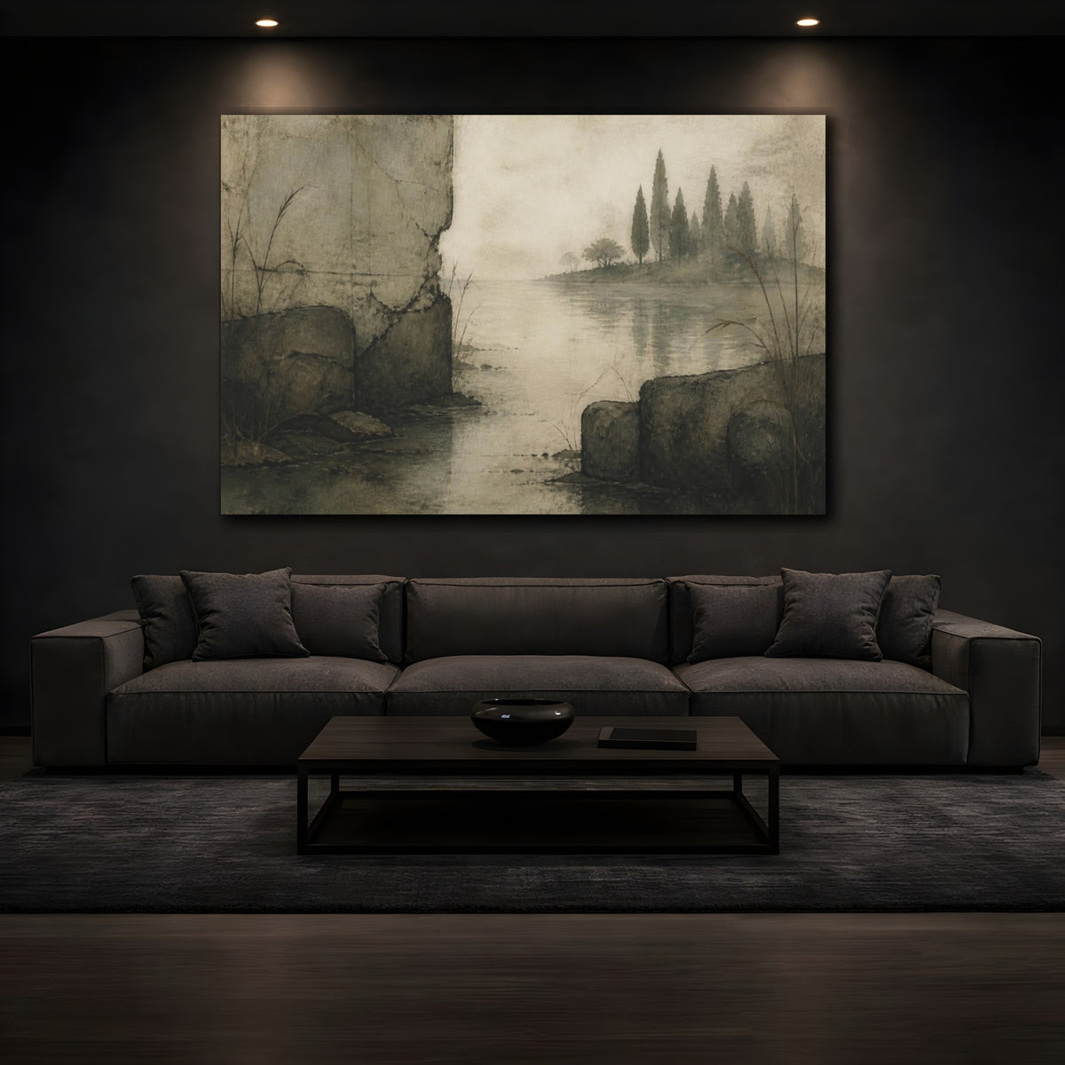 Mockup 3. Wabi Sabi Cypress Silhouette shown as canvas print