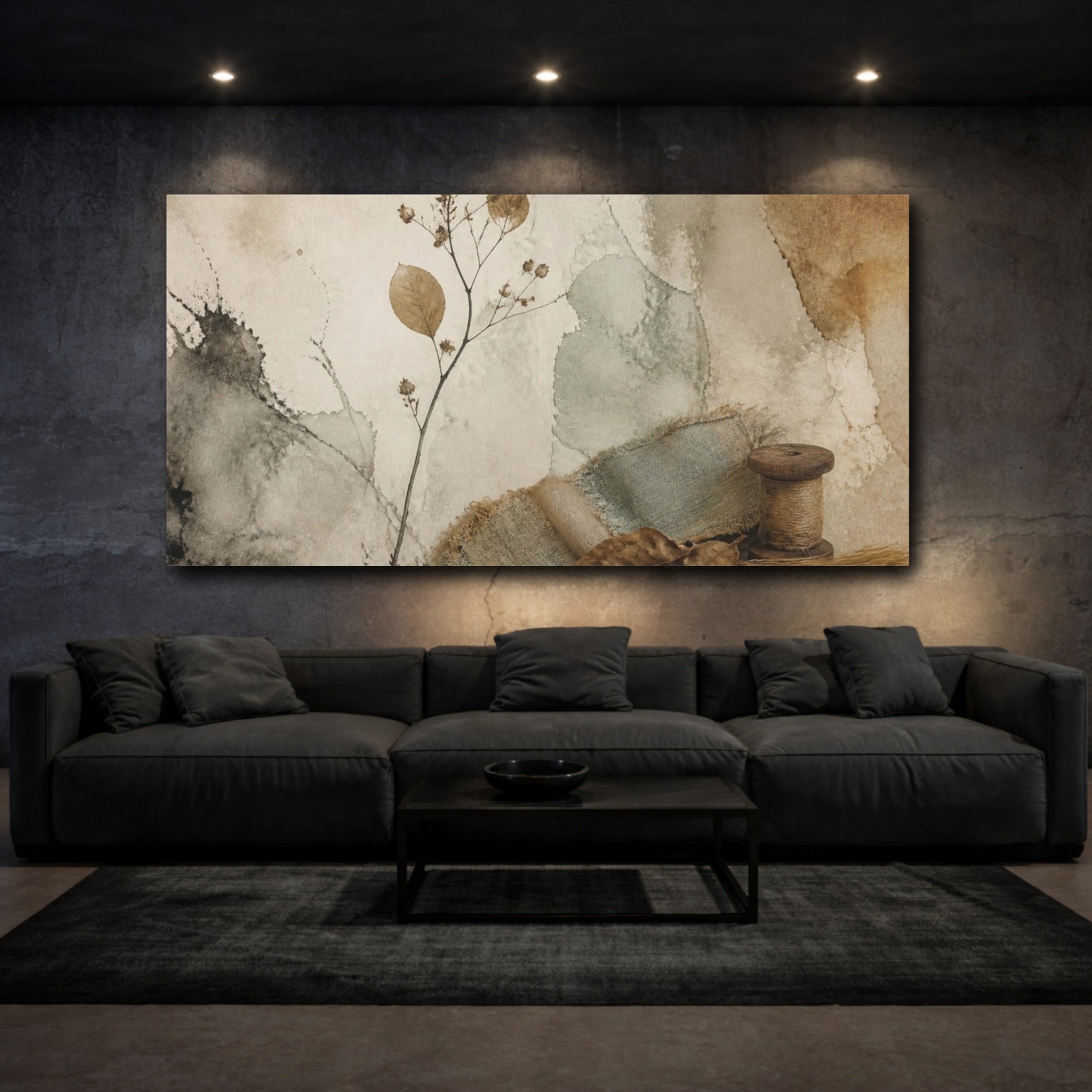 Mockup 3. Wabi Sabi Dried Branch shown as canvas print