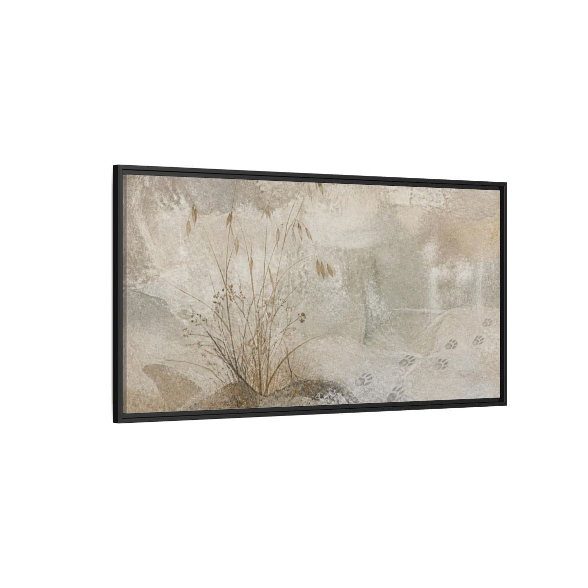 Side Mockup 5. Wabi Sabi Dried Grasses shown as framed canvas print