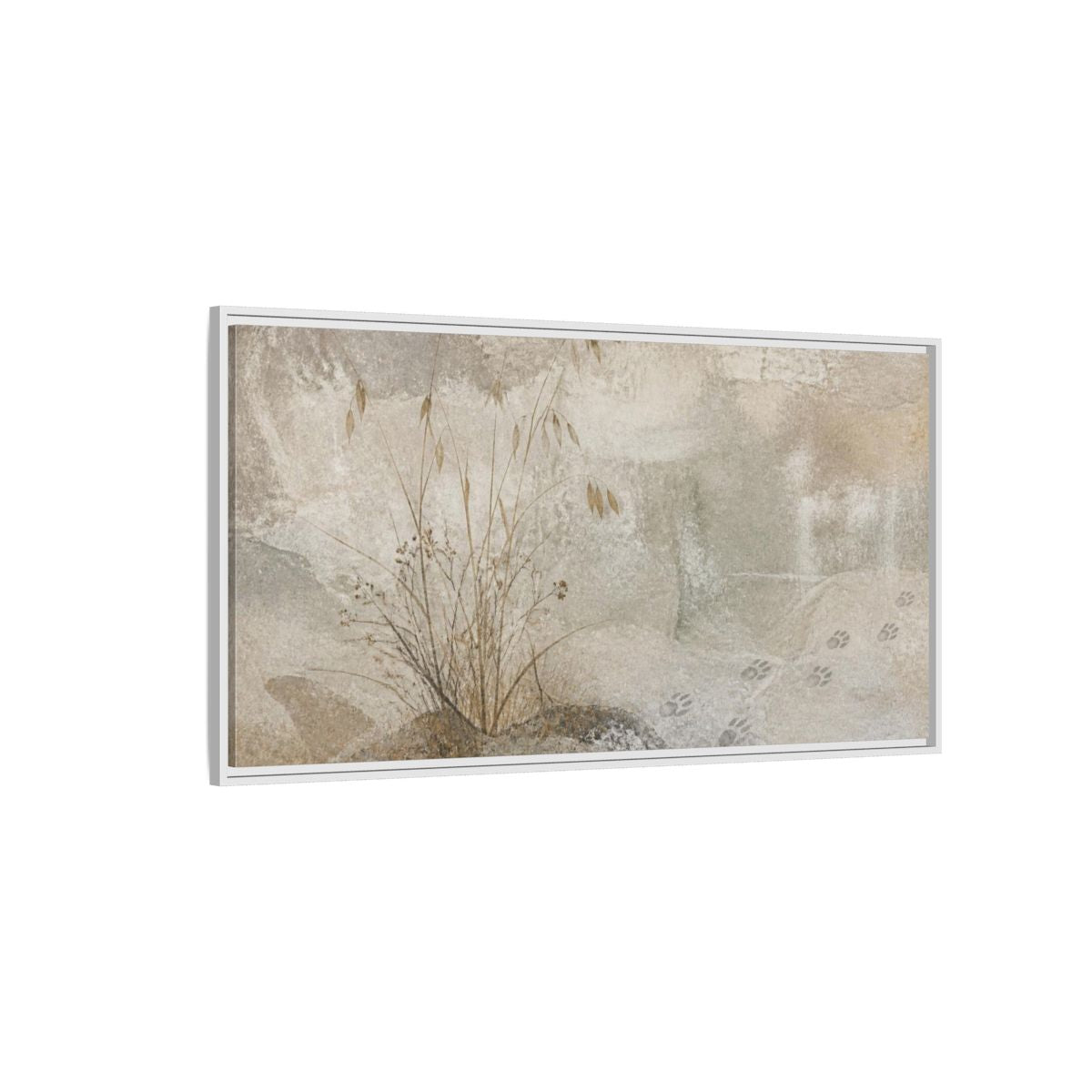 Side Mockup 3. Wabi Sabi Dried Grasses shown as framed canvas print
