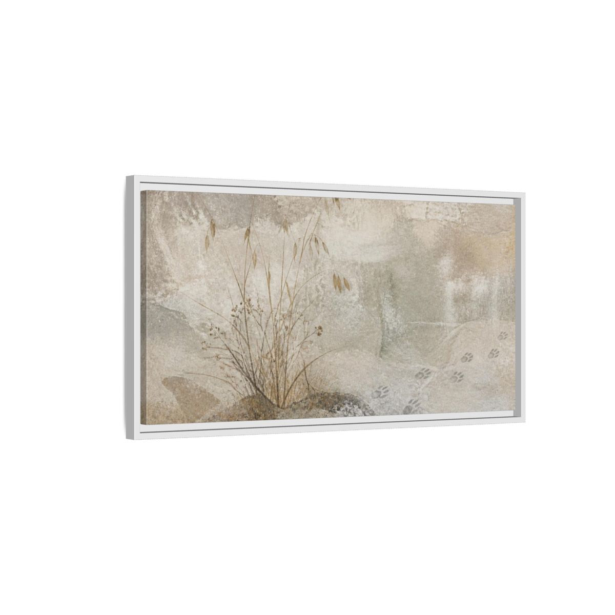 Side Mockup 1. Wabi Sabi Dried Grasses shown as framed canvas print