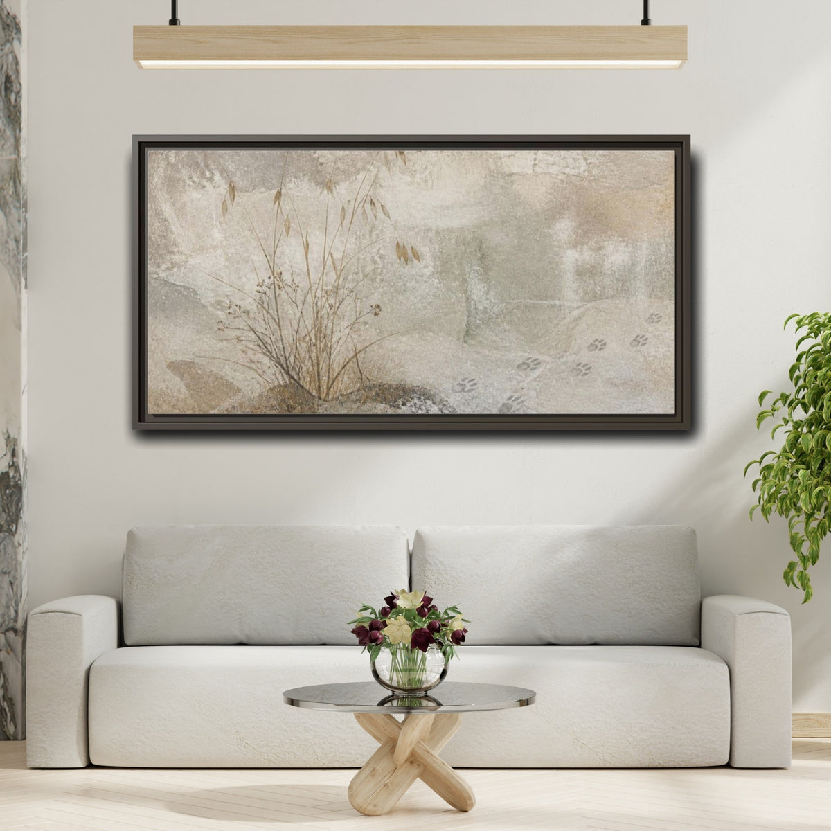 Mockup 2. Wabi Sabi Dried Grasses shown as framed canvas print