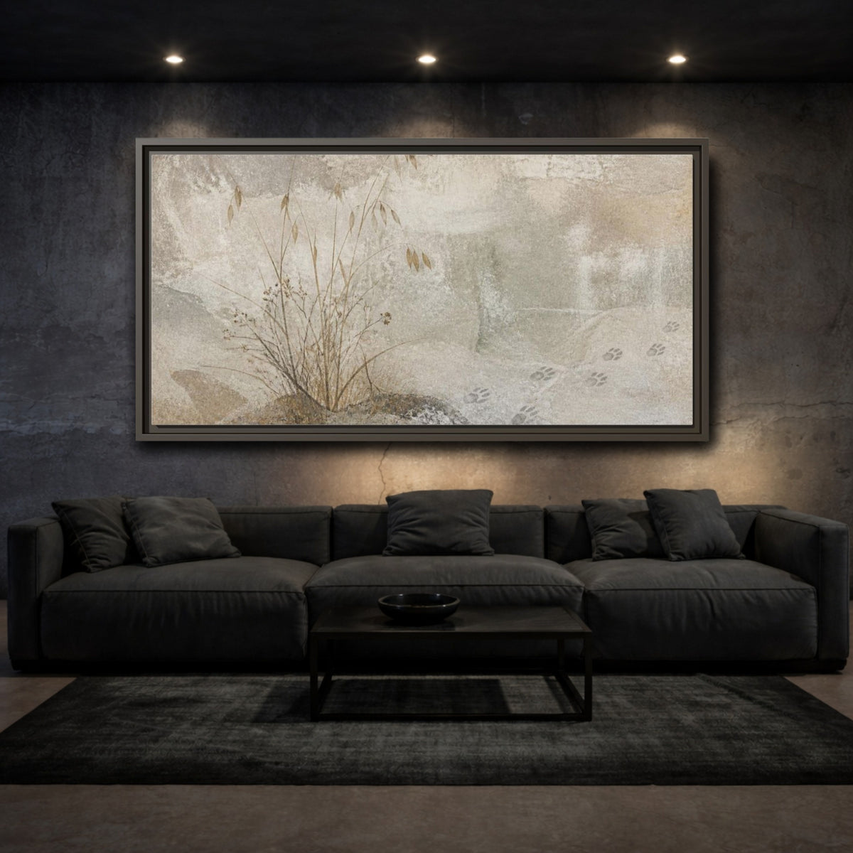 Mockup 3. Wabi Sabi Dried Grasses shown as framed canvas print