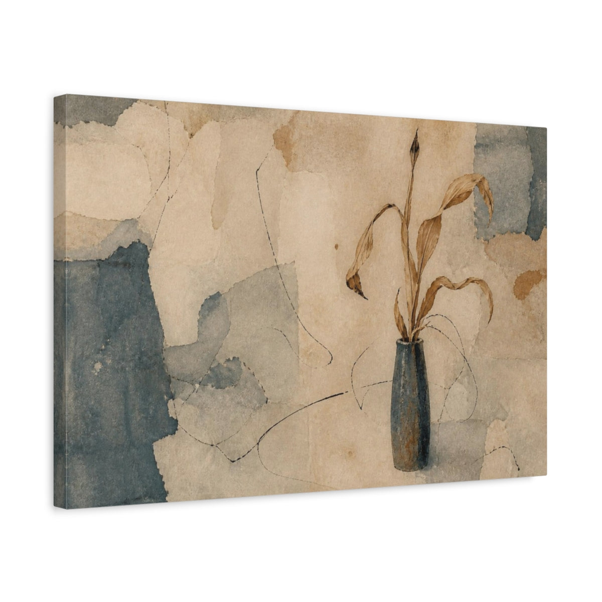 Side Mockup 3. Wabi Sabi Dried Leaves shown as canvas print