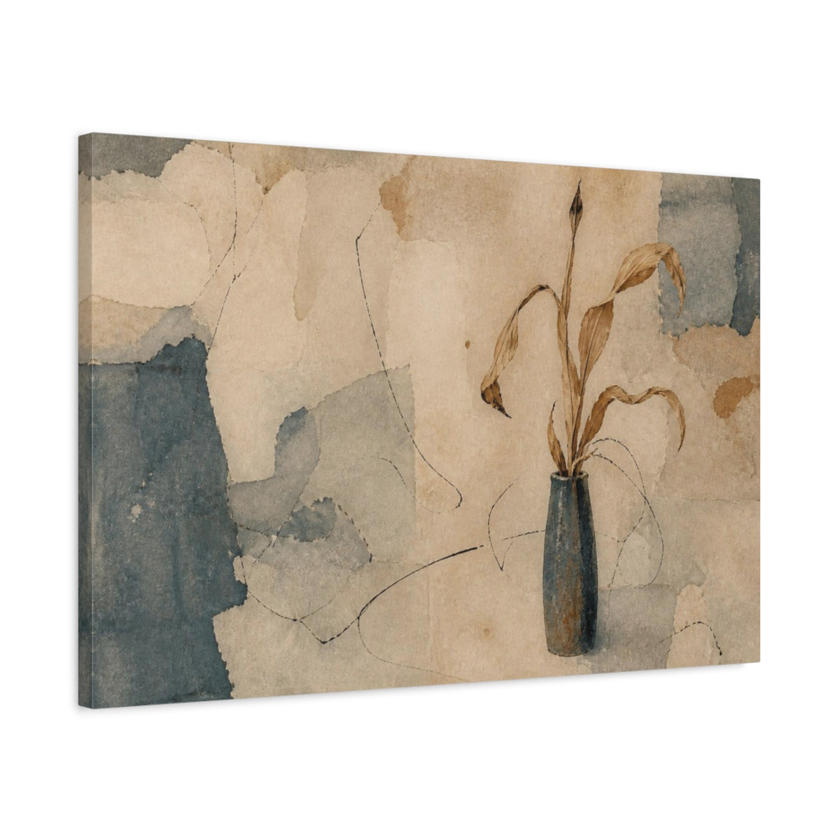 Side Mockup 2. Wabi Sabi Dried Leaves shown as canvas print