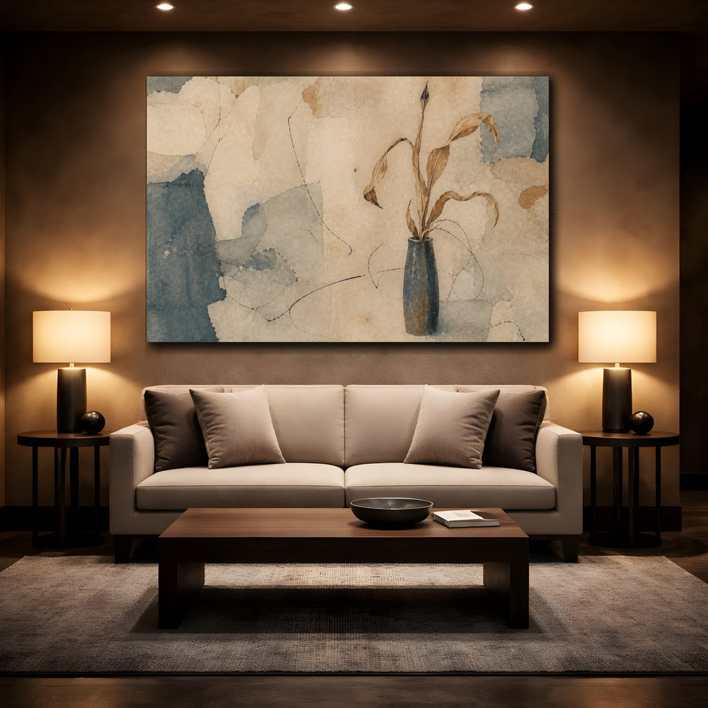 Mockup 2. Wabi Sabi Dried Leaves shown as canvas print