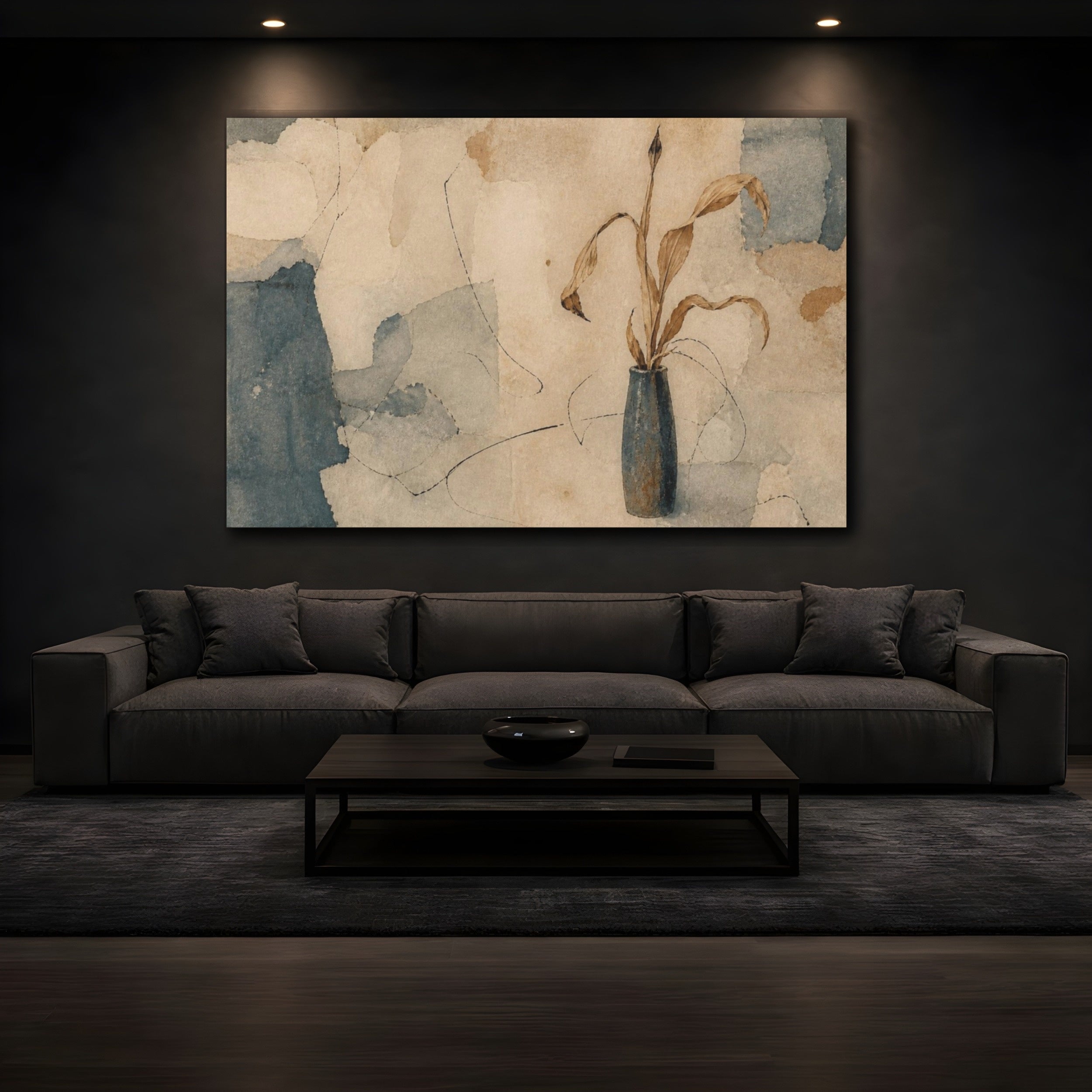 Mockup 3. Wabi Sabi Dried Leaves shown as canvas print