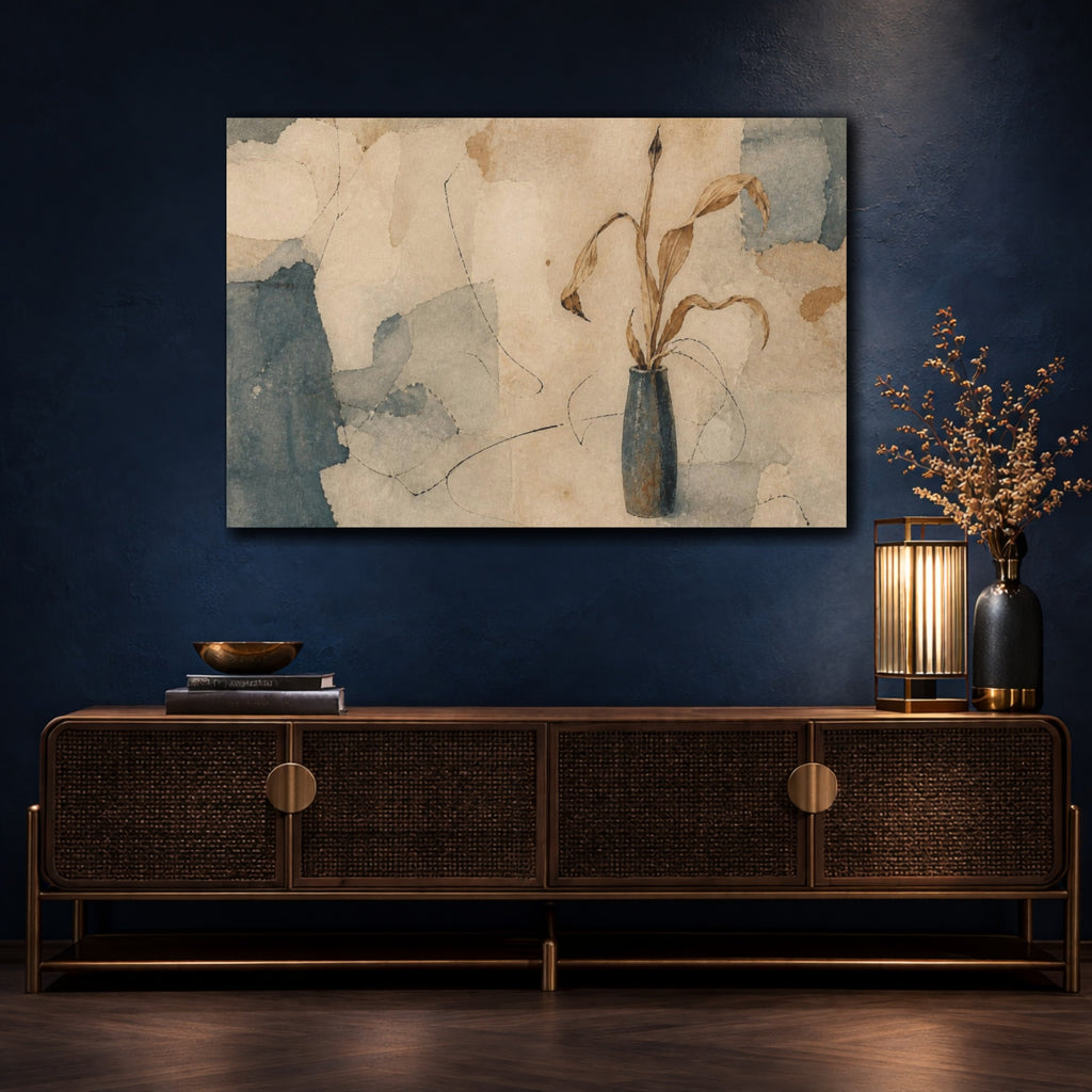Mockup 4. Wabi Sabi Dried Leaves shown as canvas print