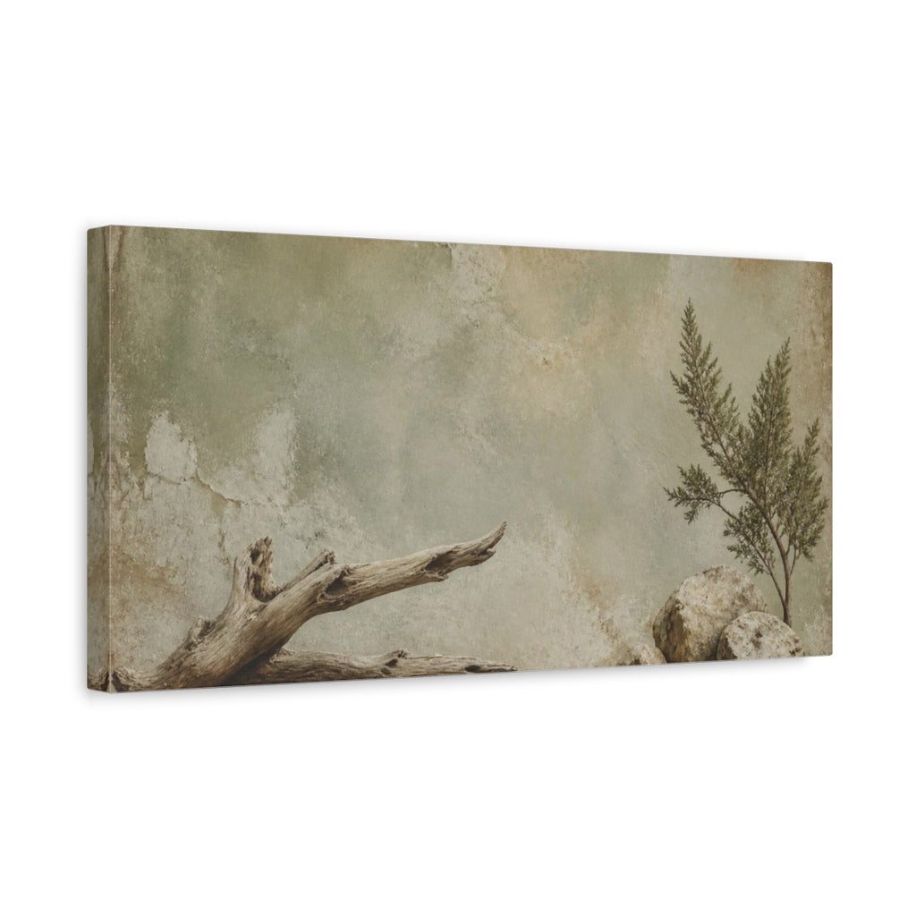 Side Mockup 3. Wabi Sabi Driftwood shown as canvas print