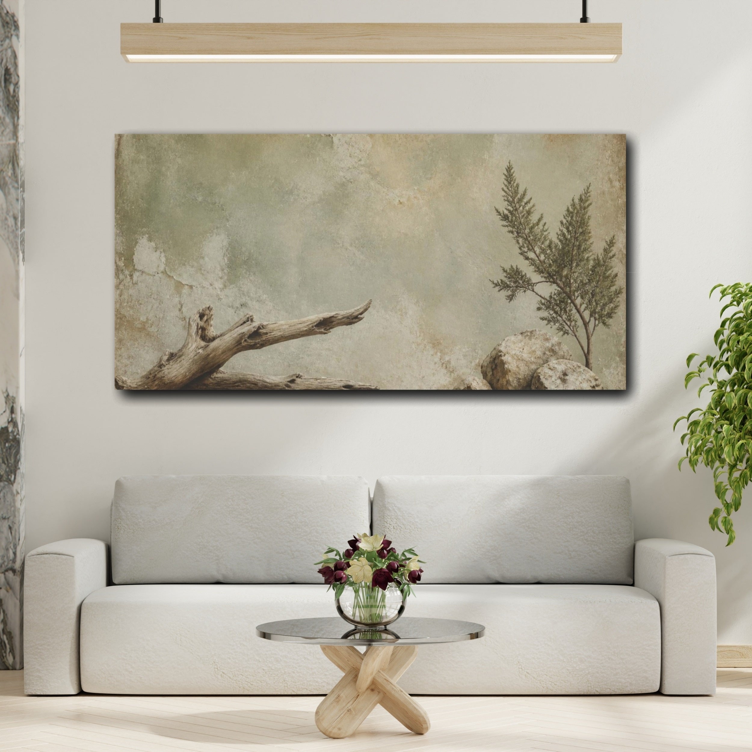 Mockup 2. Wabi Sabi Driftwood shown as canvas print