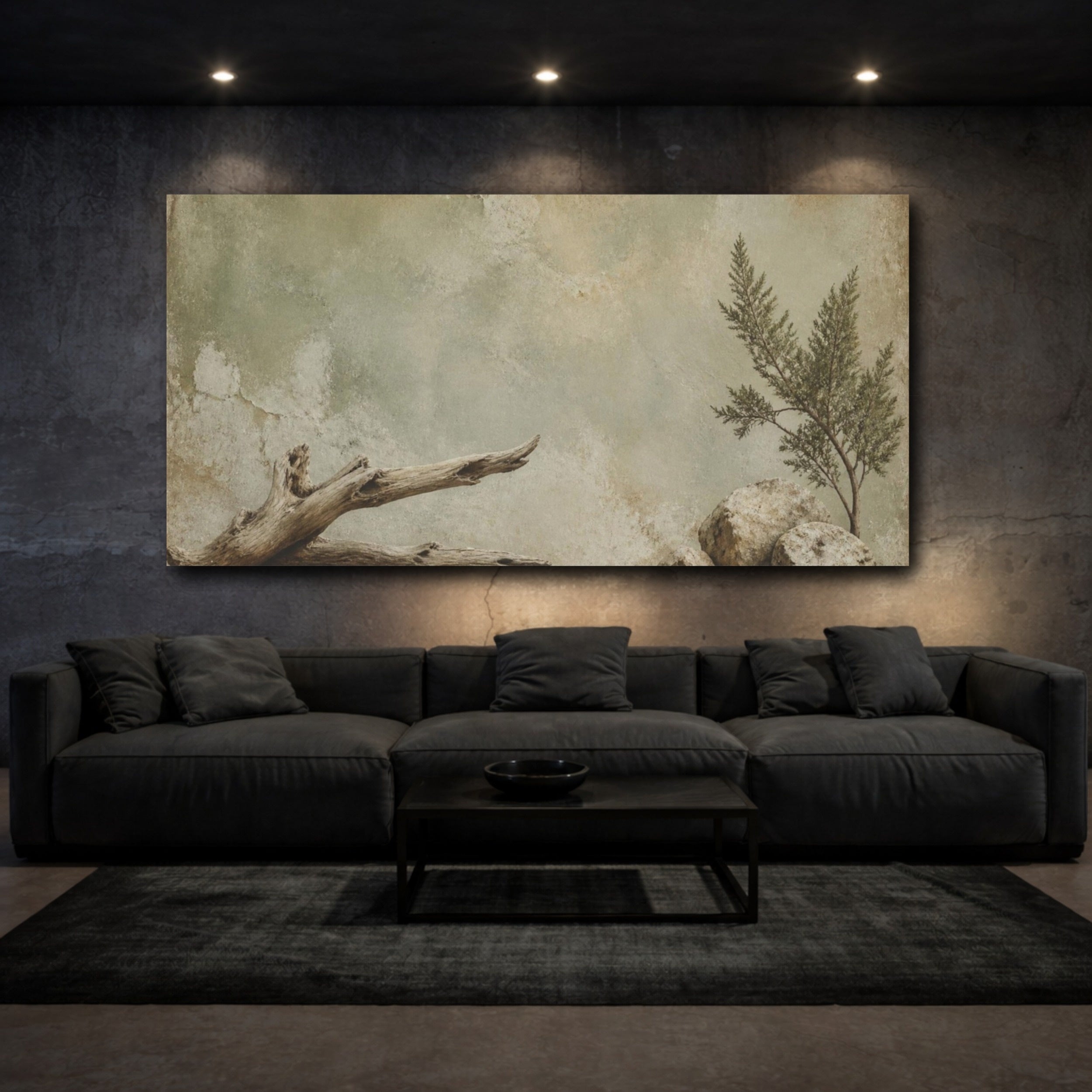 Mockup 3. Wabi Sabi Driftwood shown as canvas print